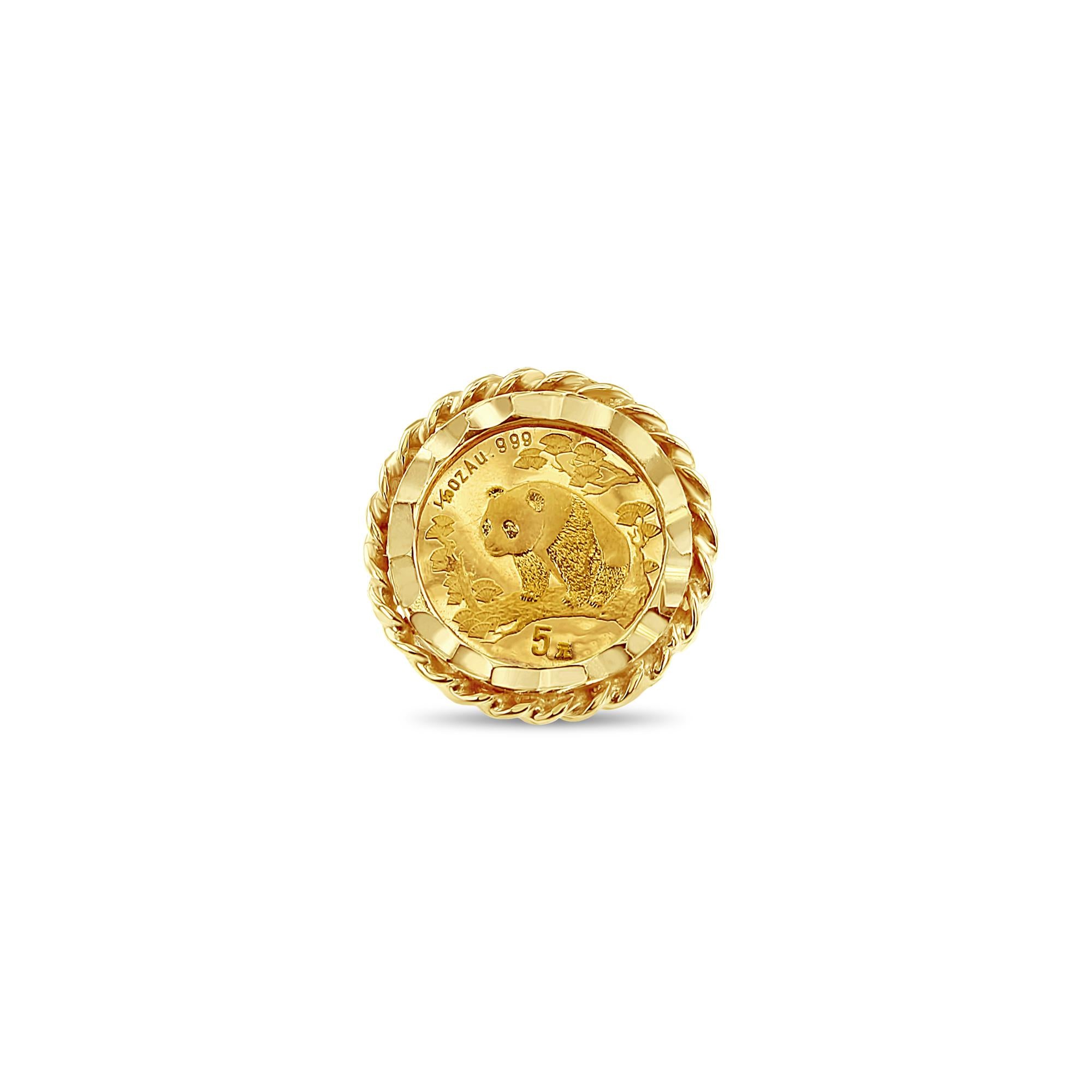 Panda Coin Ring with Rope & Diamond Cut Bezel