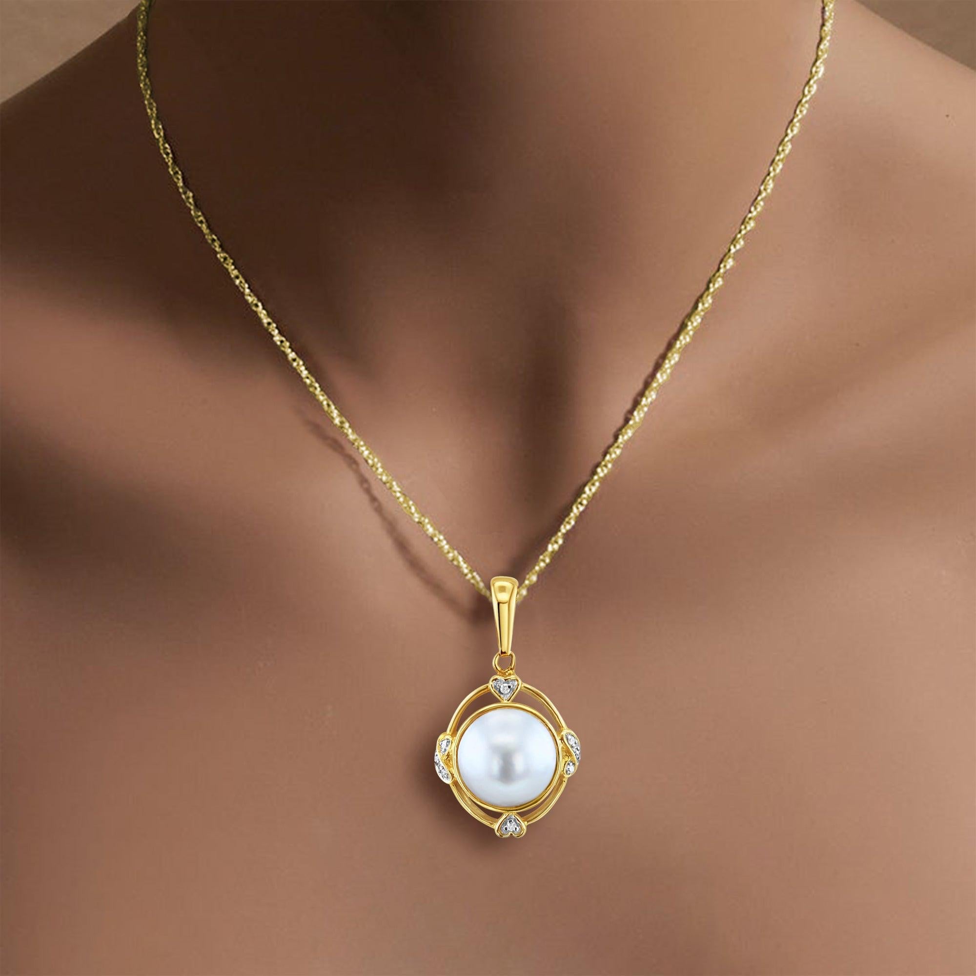 11MM Mabe Pearl with Diamond Accent Necklace