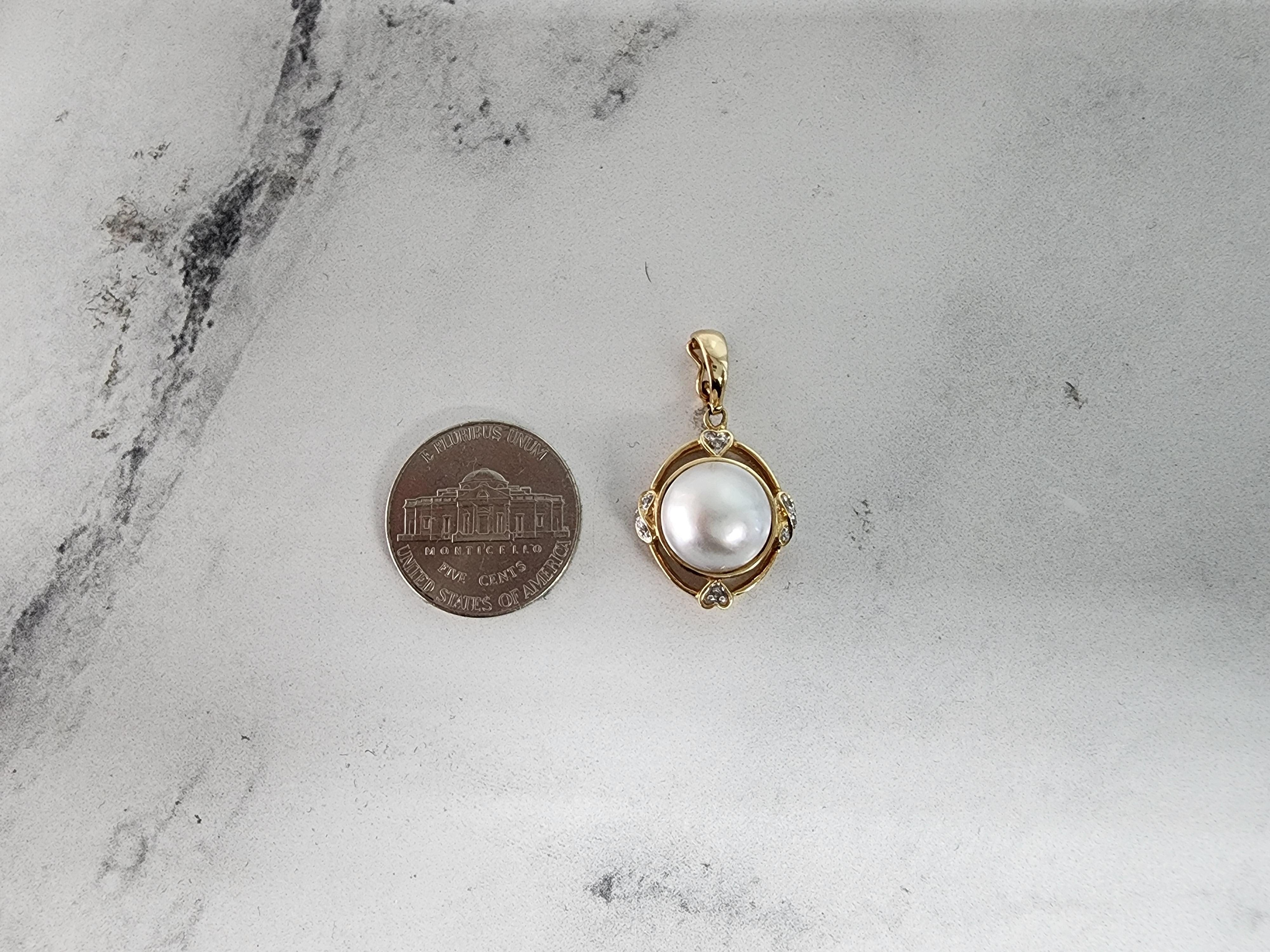 11MM Mabe Pearl with Diamond Accent Necklace