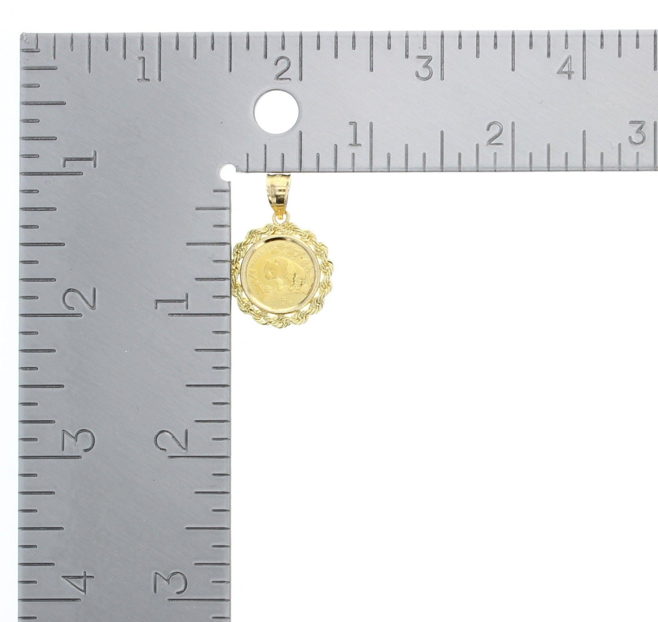1/20OZ Fine Gold Panda Coin Necklace with Rope Bezel