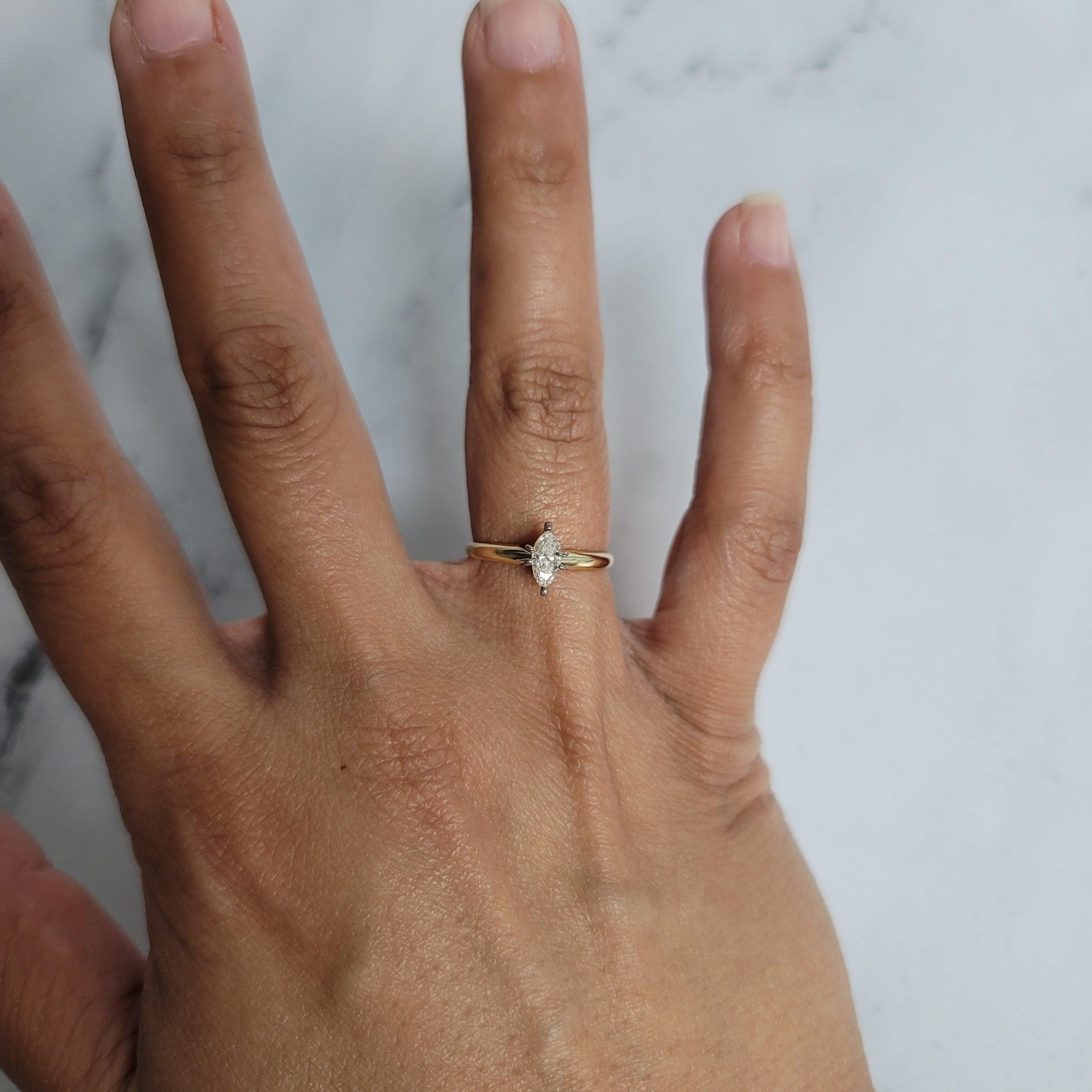 1/3 Carat Solitaire Marquise Diamond Engagement Ring