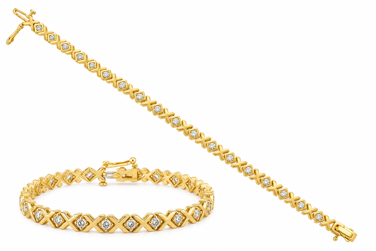 Pulsera de diamantes con motivo de amor XOXO de 2 quilates