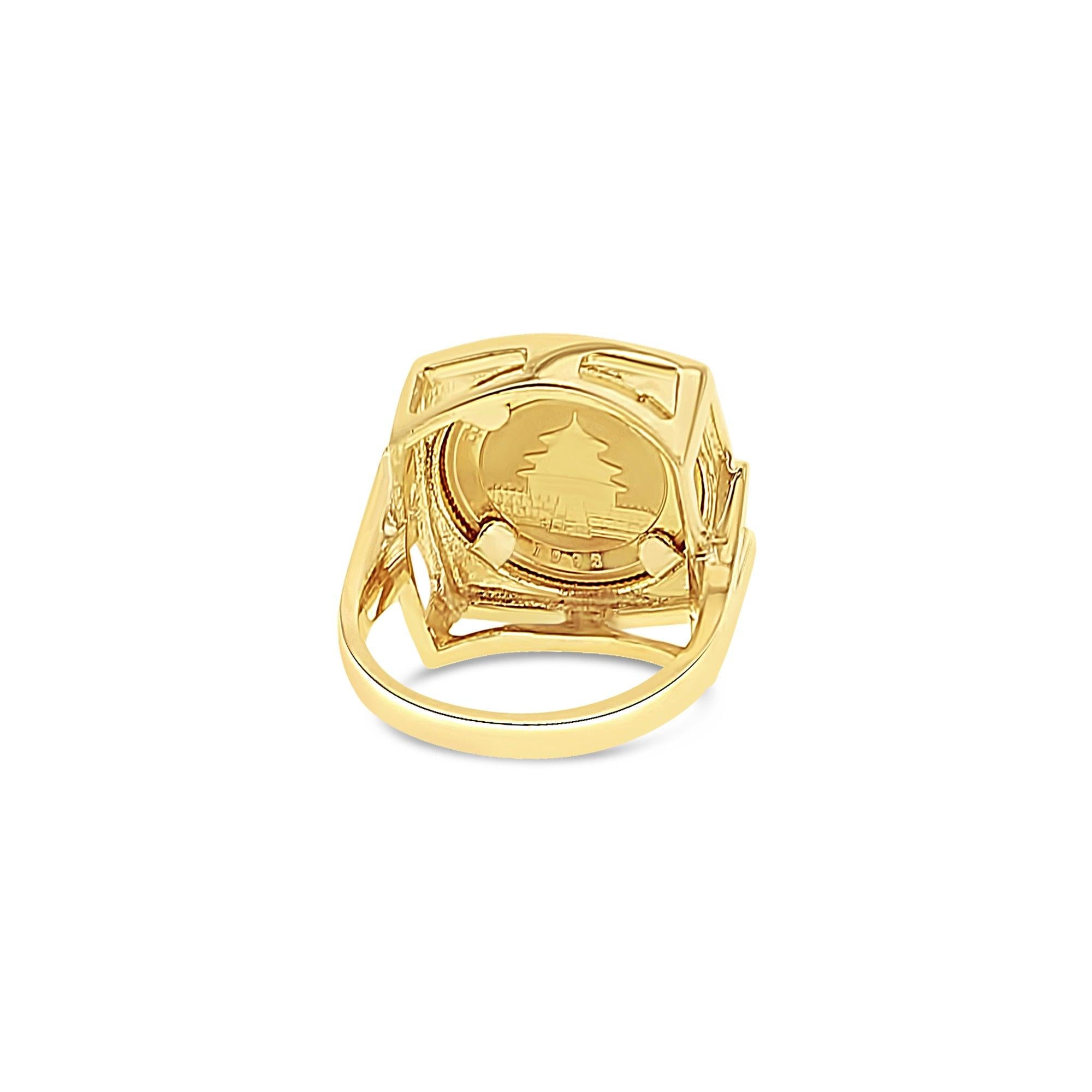 1993 1/20OZ Fine Gold Panda Ring with Polished Square Bezel