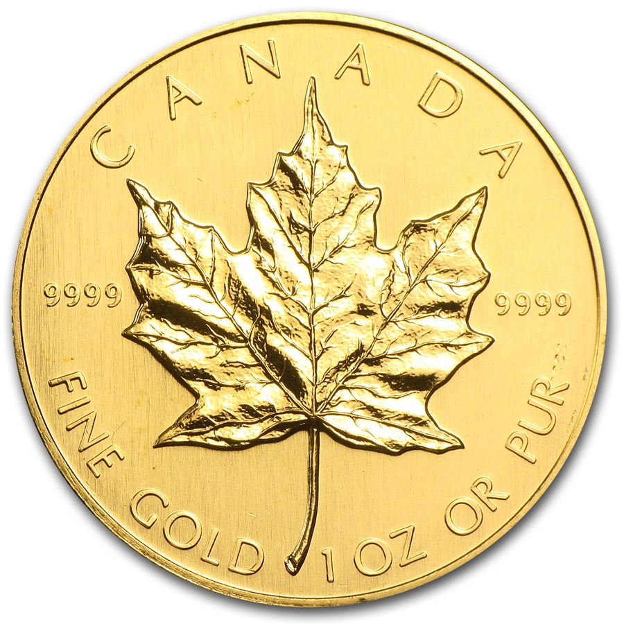 1OZ Canadian Maple Leaf Coin Necklace with 3MM Rope Halo