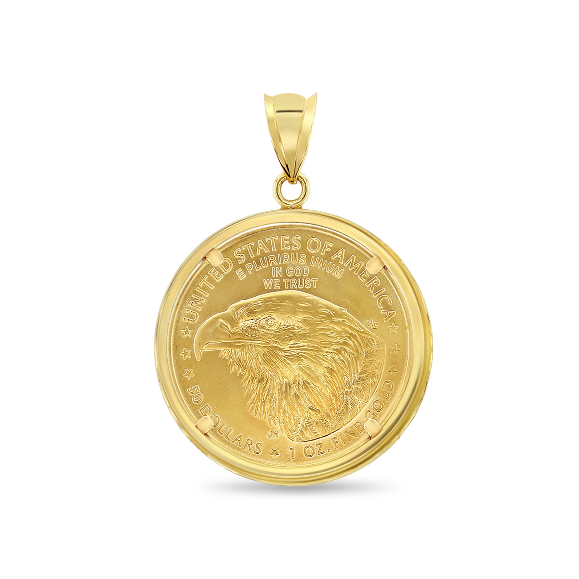 1OZ Lady Liberty Flying Eagle Coin Necklace with Polished Bezel