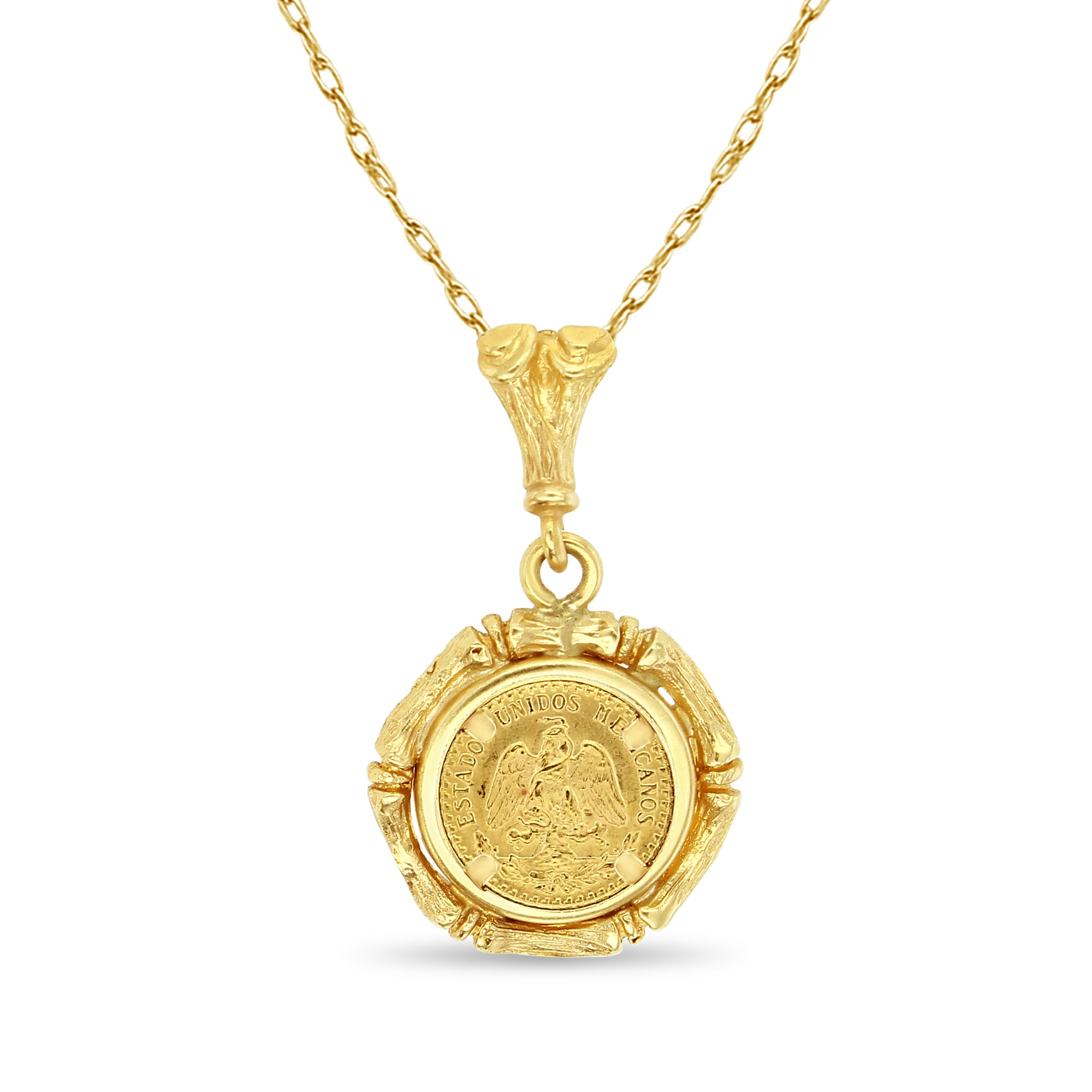 Bamboo 1945 Dos Pesos Gold Necklace 14k Yellow Gold