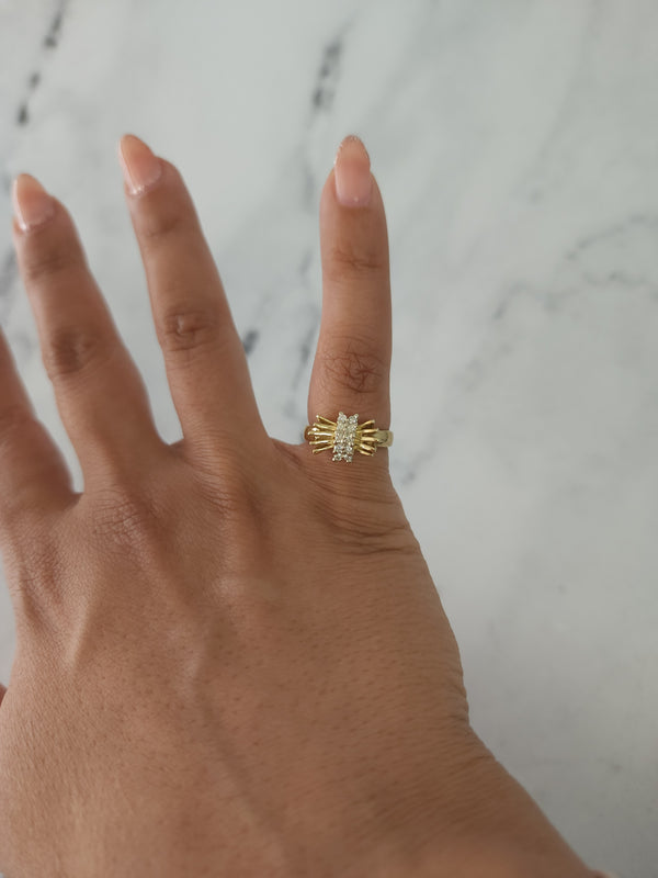 Diamond Bow Style Ring 14k Yellow Gold