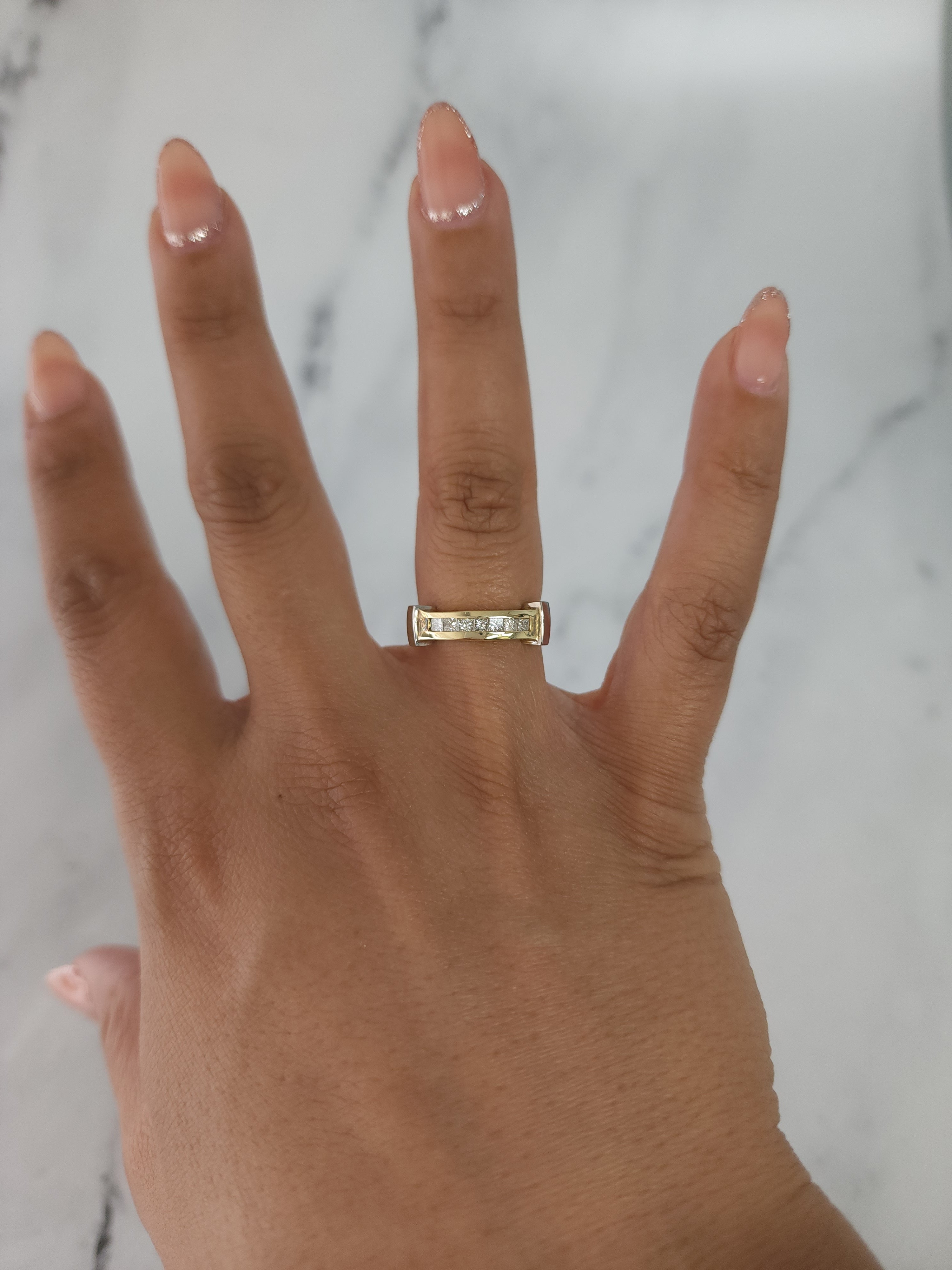 Princess Cut Two-Toned Diamond Wedding Band