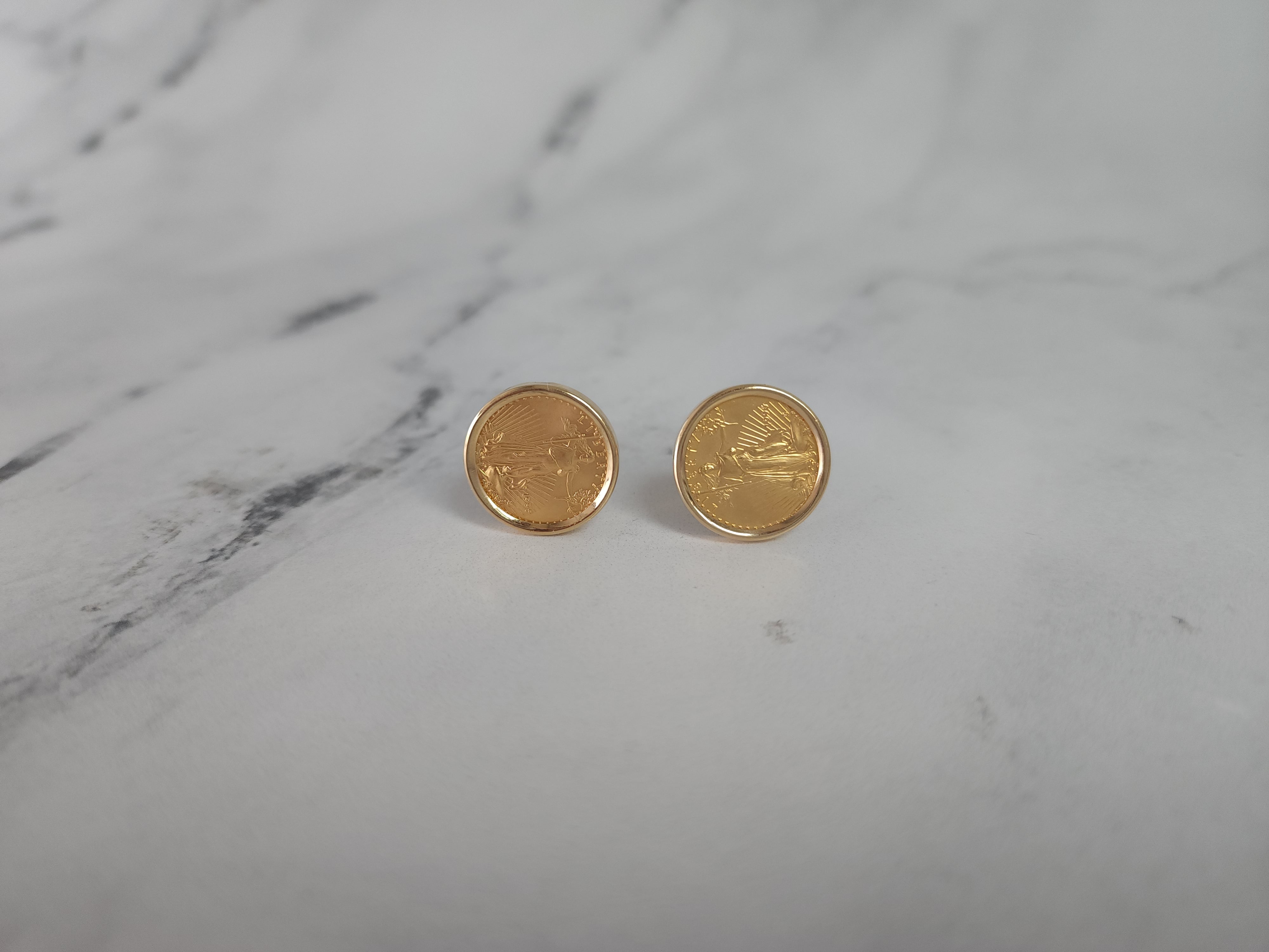 1995 1/10OZ American Eagle Lady Liberty Gold Coin Cuff Links