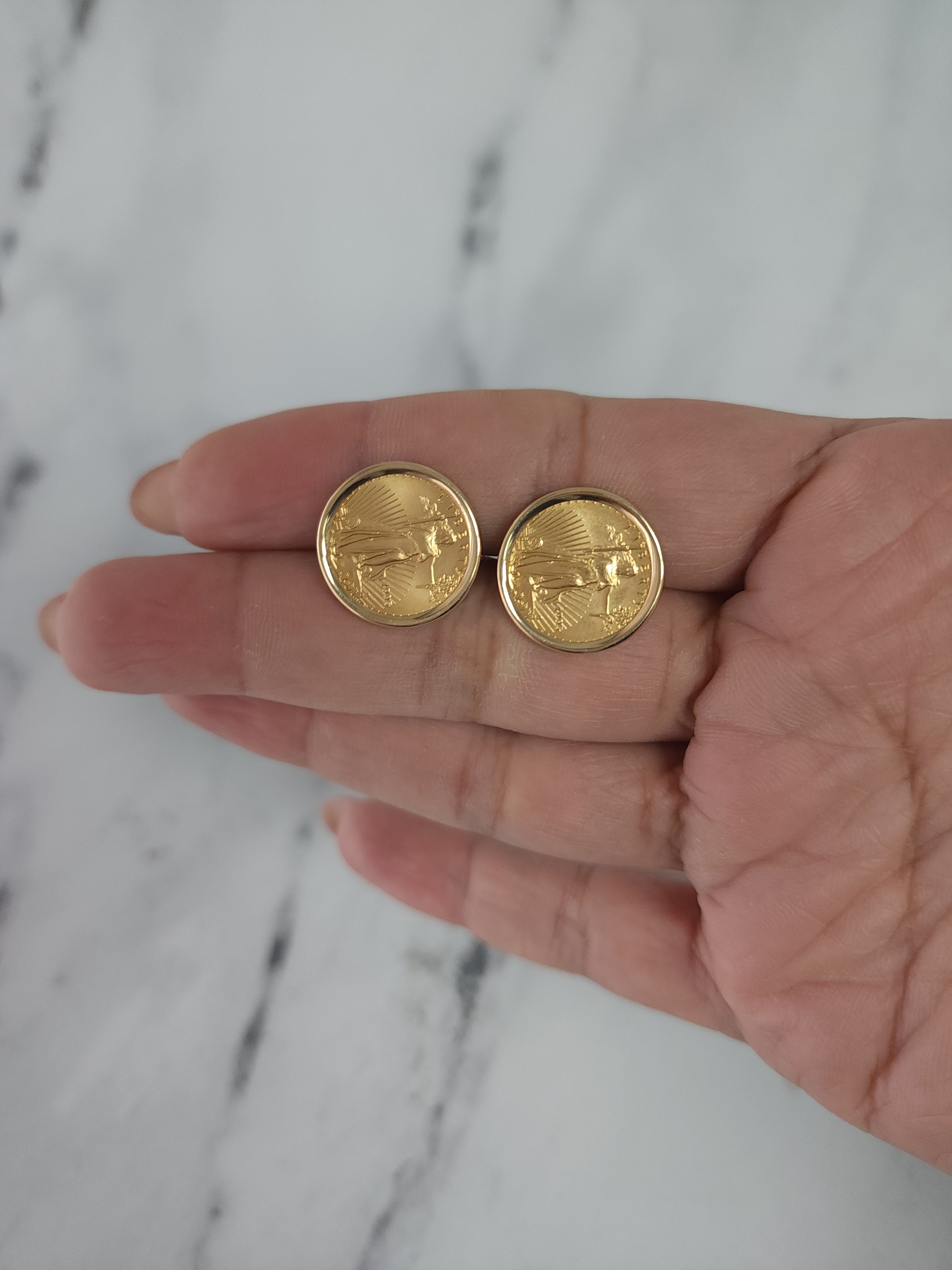 1995 1/10OZ American Eagle Lady Liberty Gold Coin Cuff Links