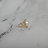 13MM Freshwater Pearl Diamond Halo Ring
