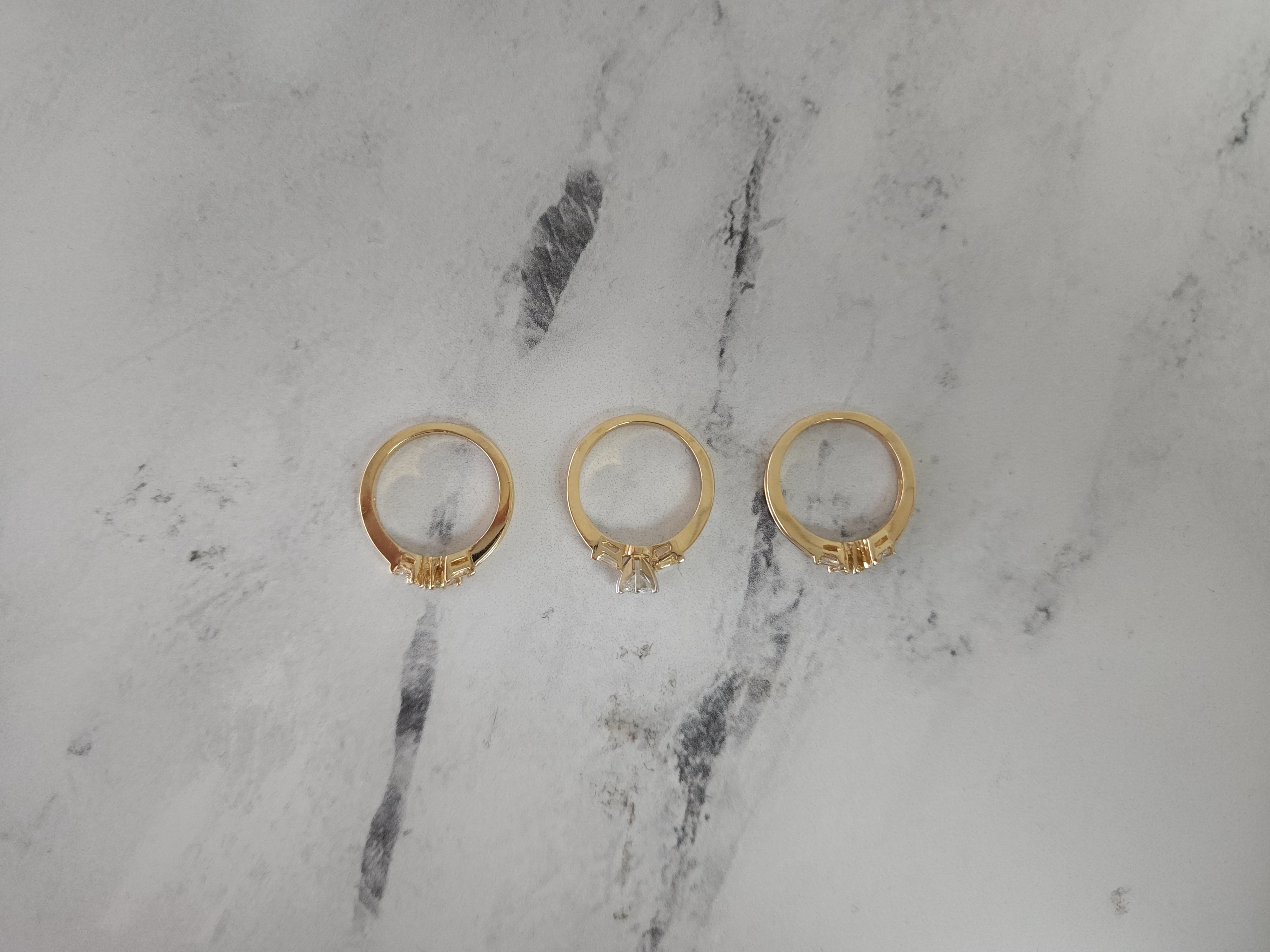 Three Ring Set Diamond with Baguette Accents