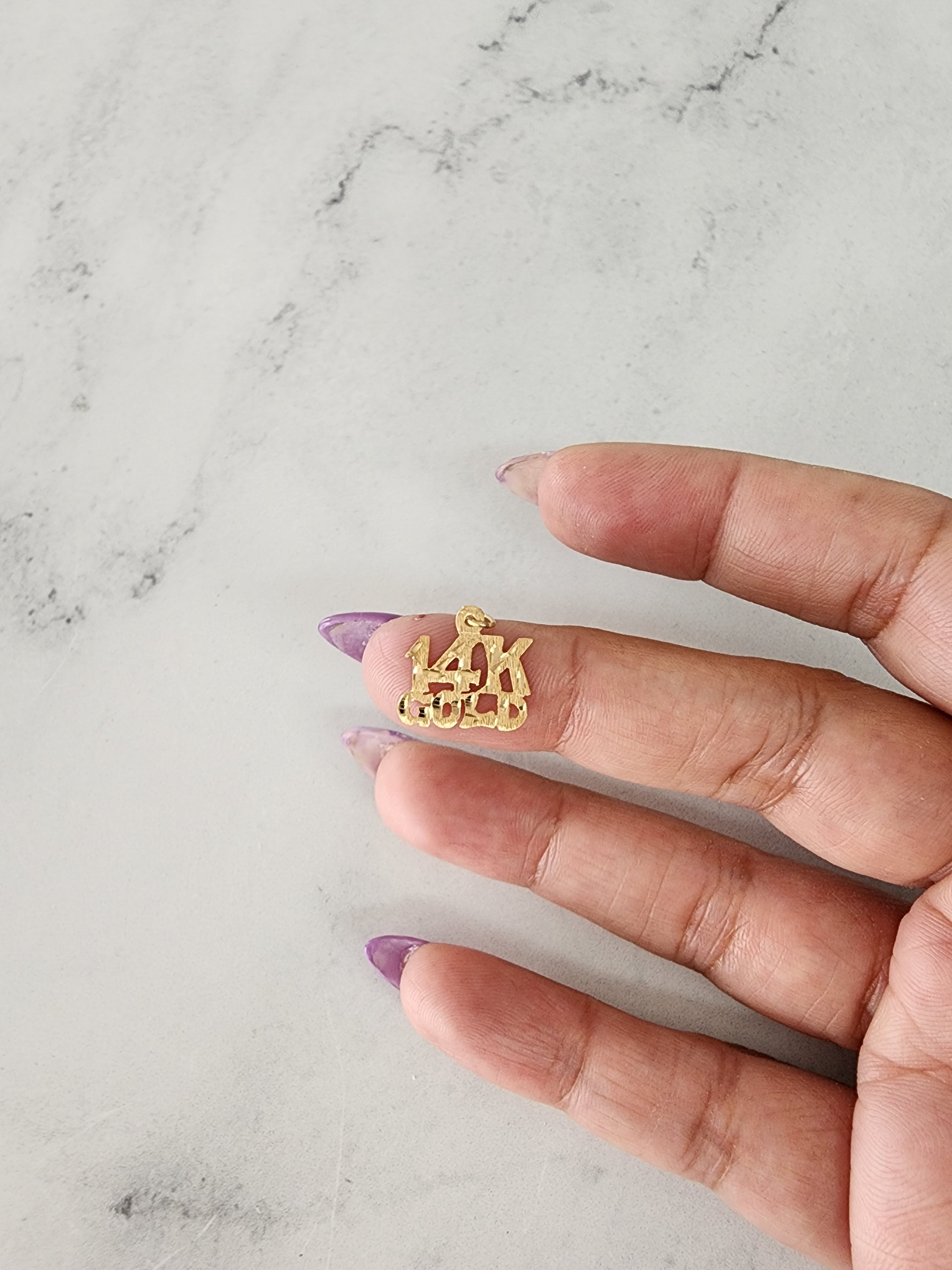 14k GOLD charm with Diamond Cuts