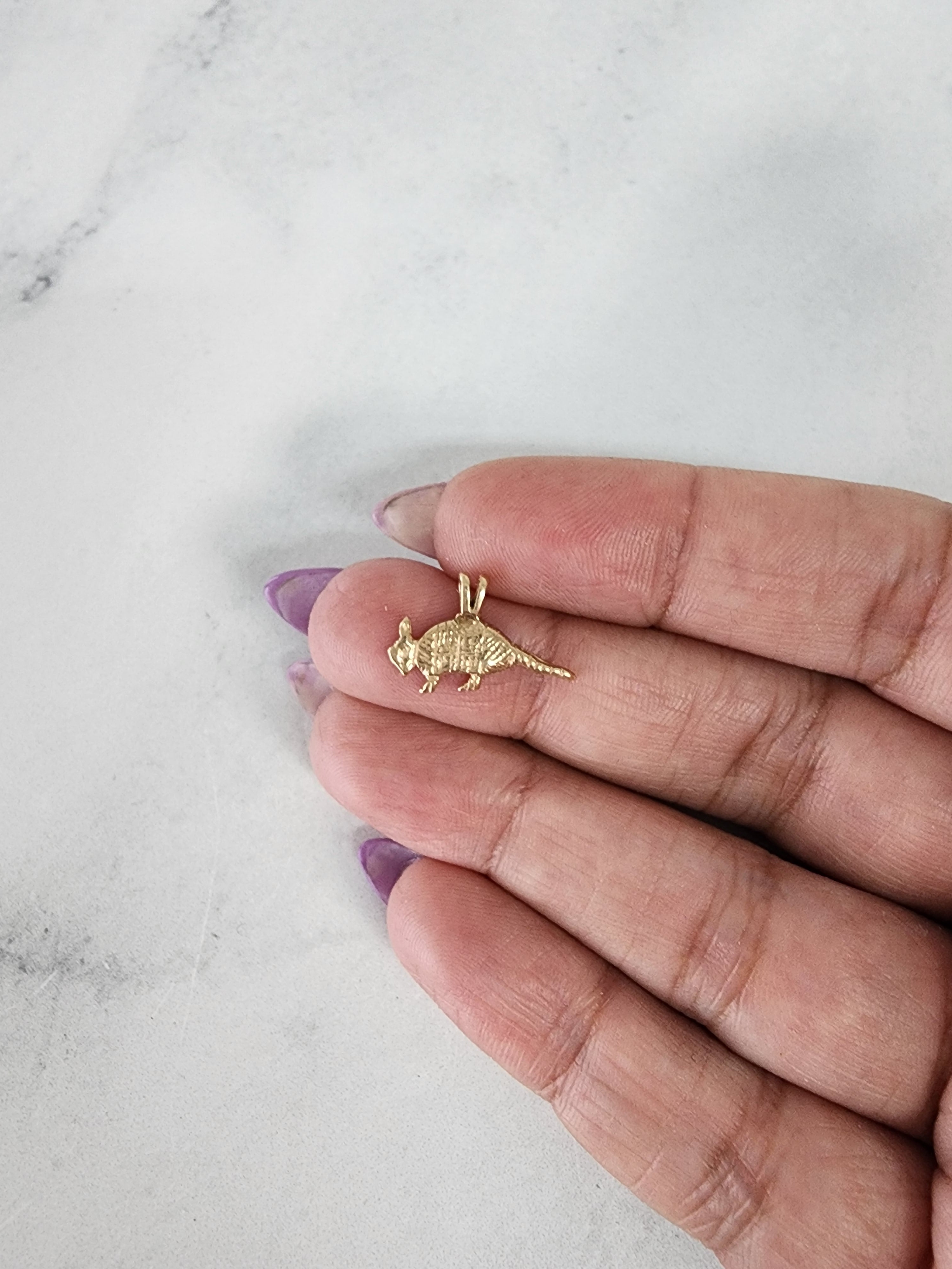 Dije de oro amarillo de 14 k con forma de armadillo