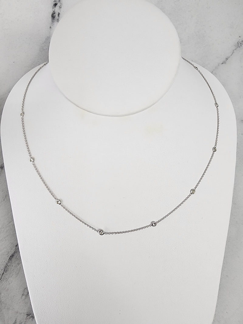Diamond Spacer Necklace 14k White Gold