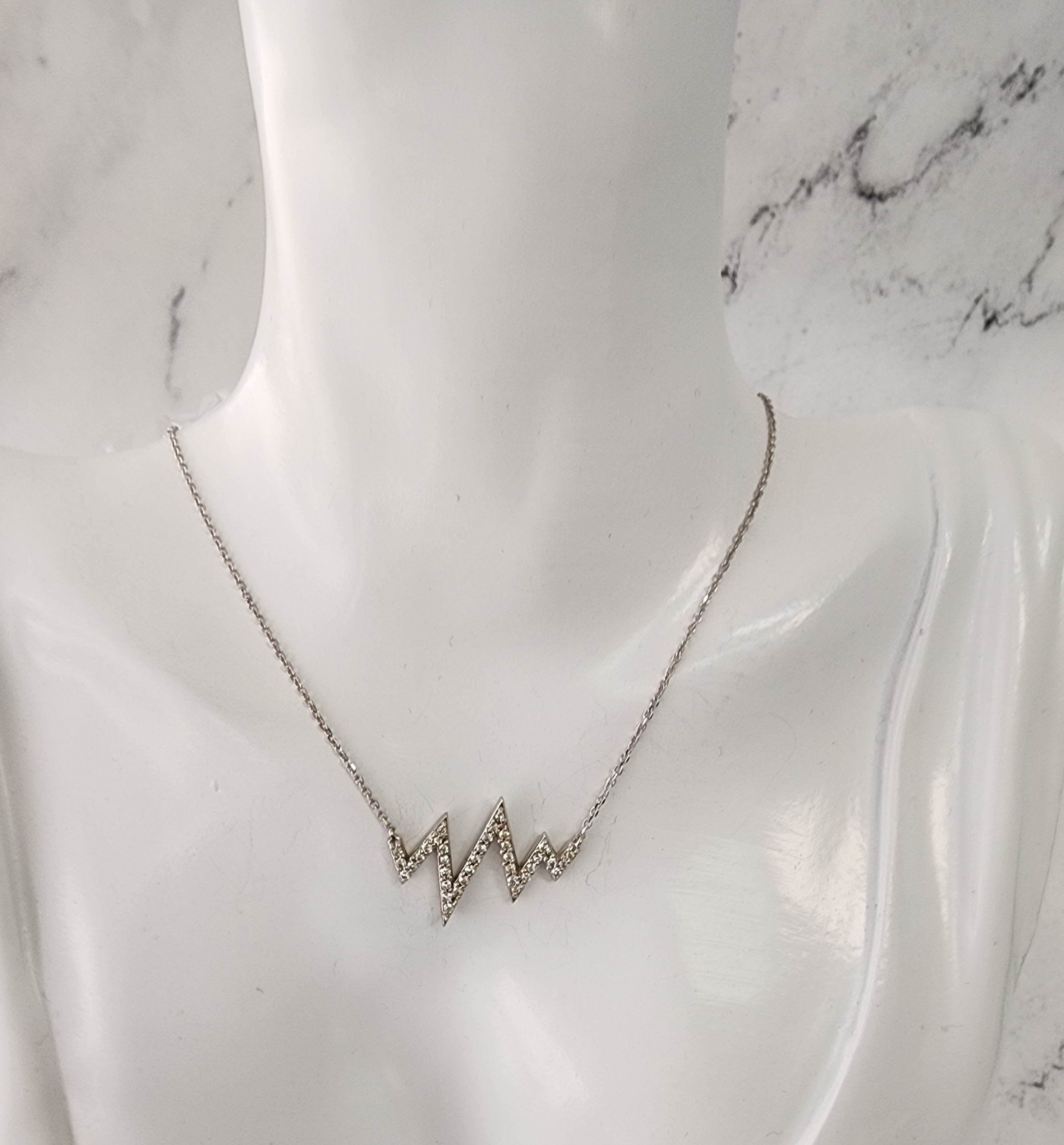 Lightning Bolt or Heartbeat Diamond Statement Necklace