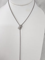 Diamond Y Drop Bar Necklace 1.20cttw 14K White Gold