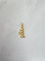 #1 Charm/Pendant with Diamond Cuts 14k Yellow Gold
