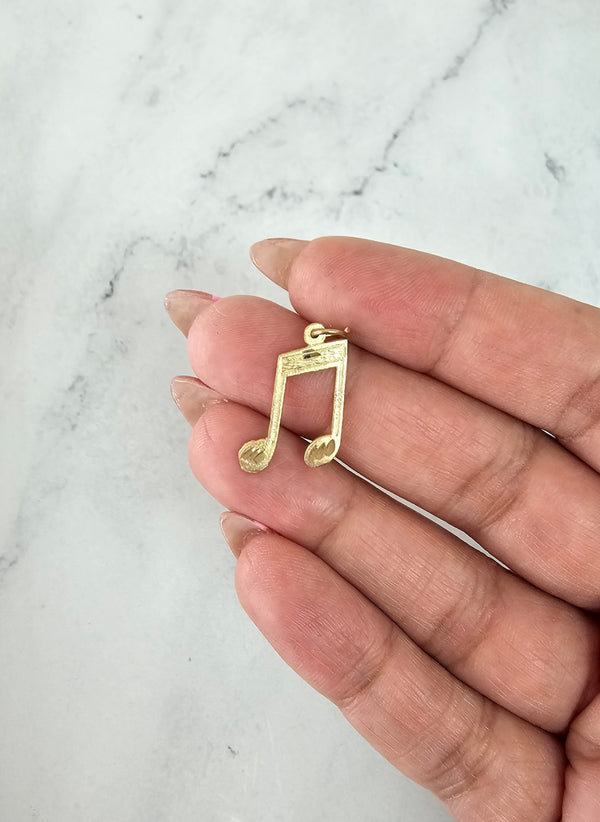 Music Note with Diamond Cuts 10k Yellow Gold