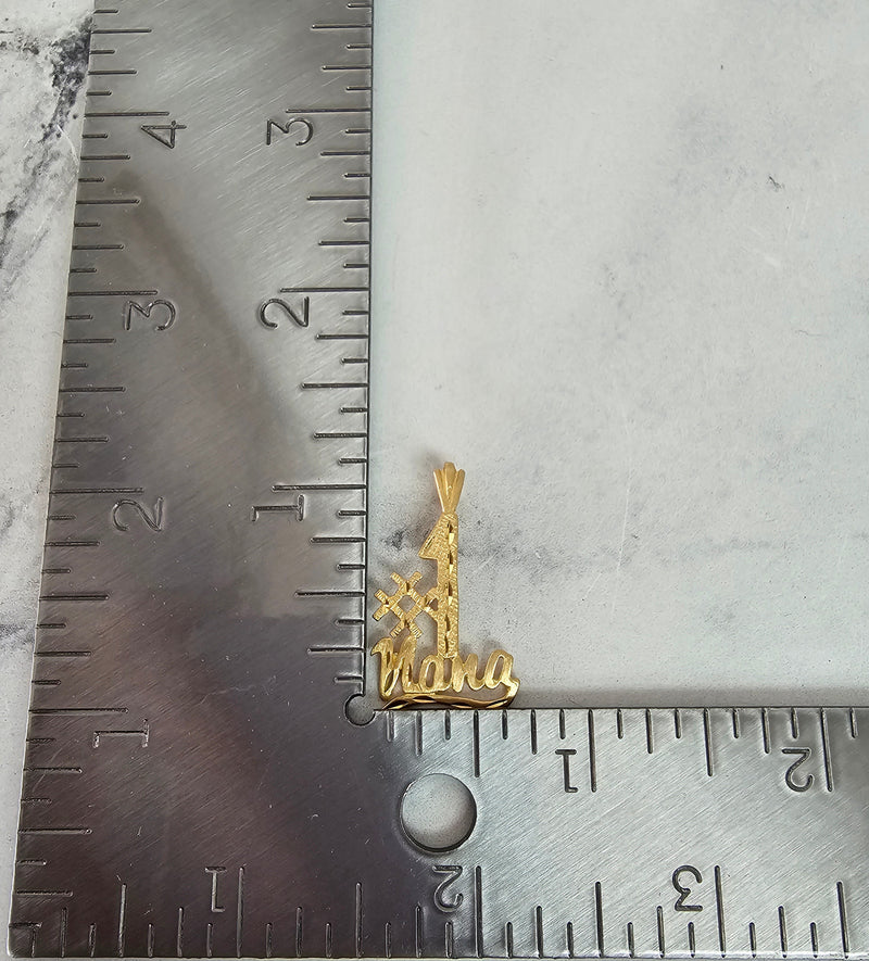 #1 Nana Charm/Pendant with Diamond Cuts 14k Yellow Gold