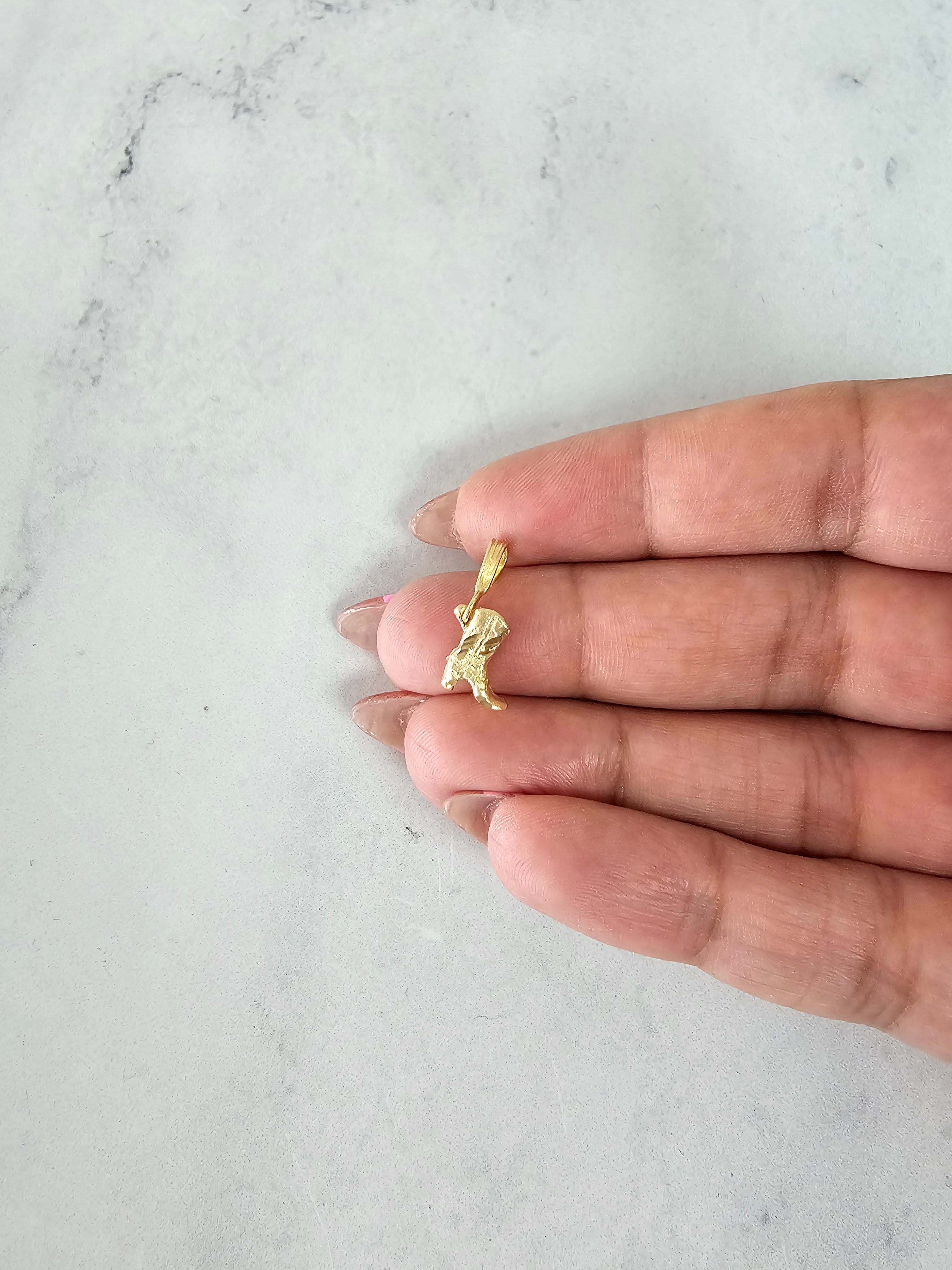 Dainty Tiny Cowboy Boot Charm with Diamond Cuts