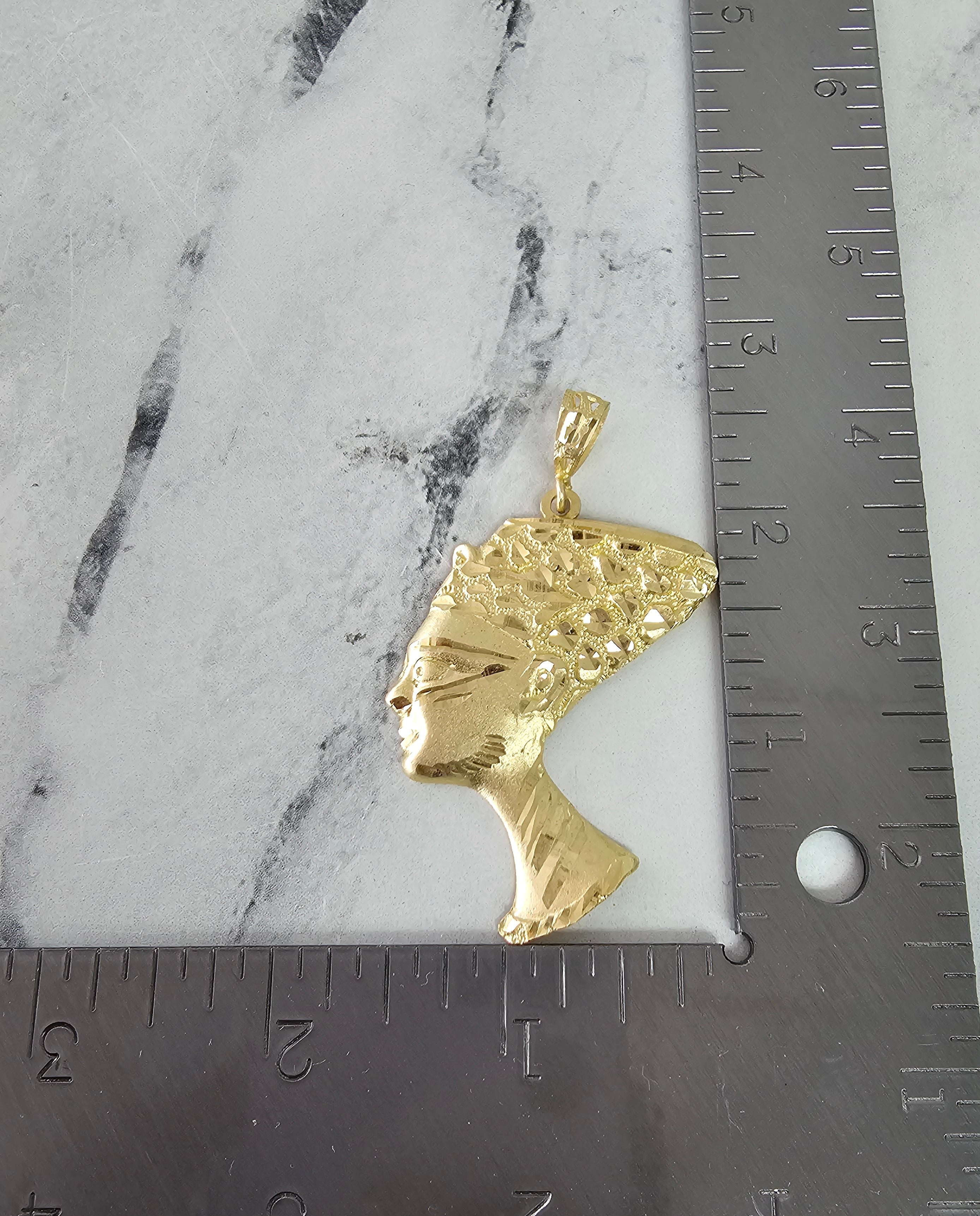 Nefertiti Egyptian Queen Necklace 10K Yellow Gold