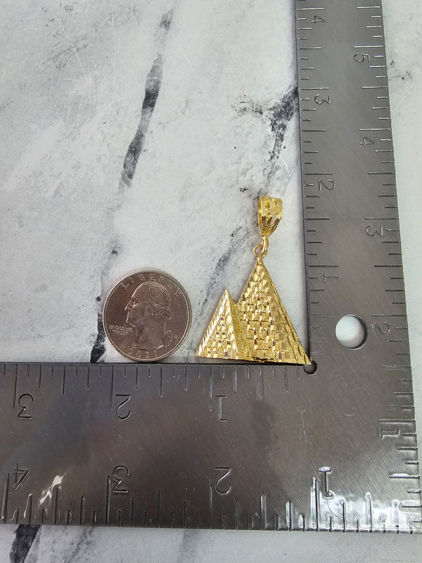 Pyramid with Diamond Cuts 10K Yellow Gold