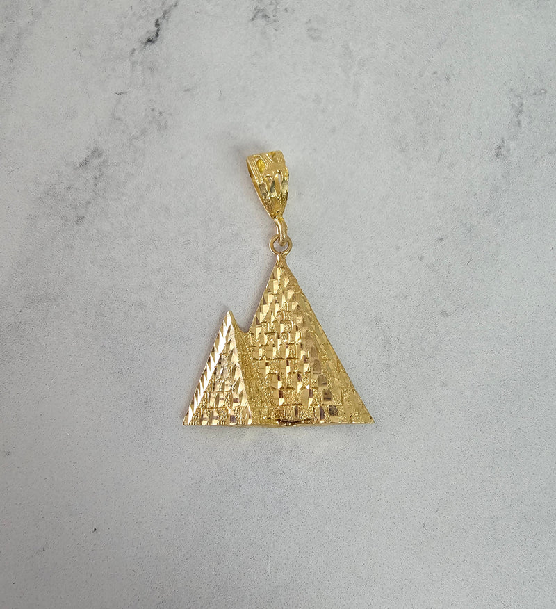 Pyramid with Diamond Cuts 10K Yellow Gold
