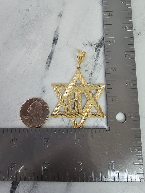 Jewish Star with Diamond Cuts 10K Yellow Gold
