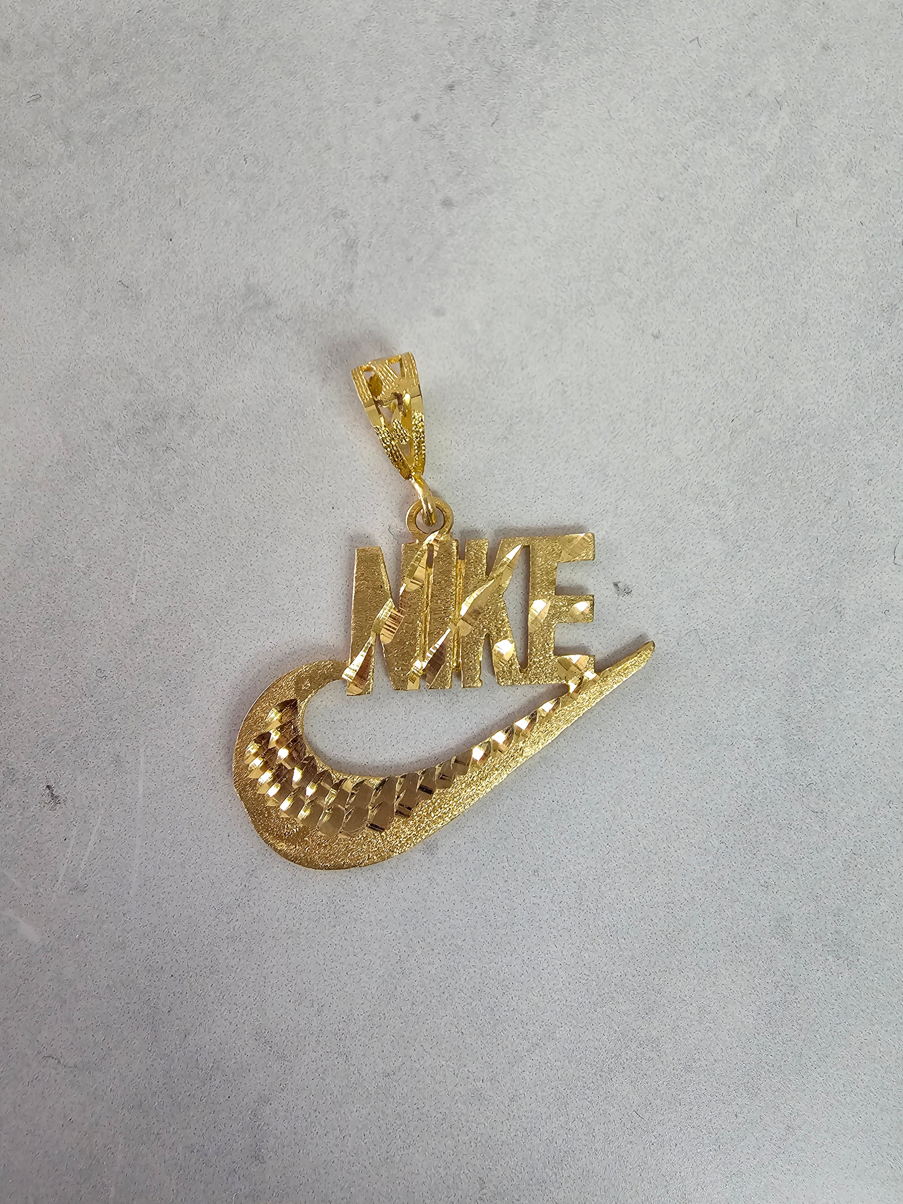 Vintage NIKE Swoosh Pendant Textured with Diamond Cuts