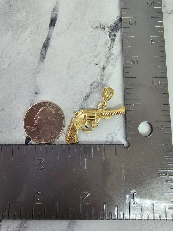 Revolver Charm with Diamond Cuts 10k Yellow Gold