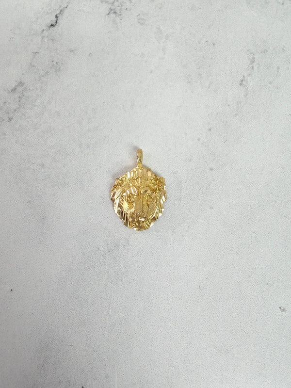 Lion Head with Diamond Cuts 10k Yellow Gold
