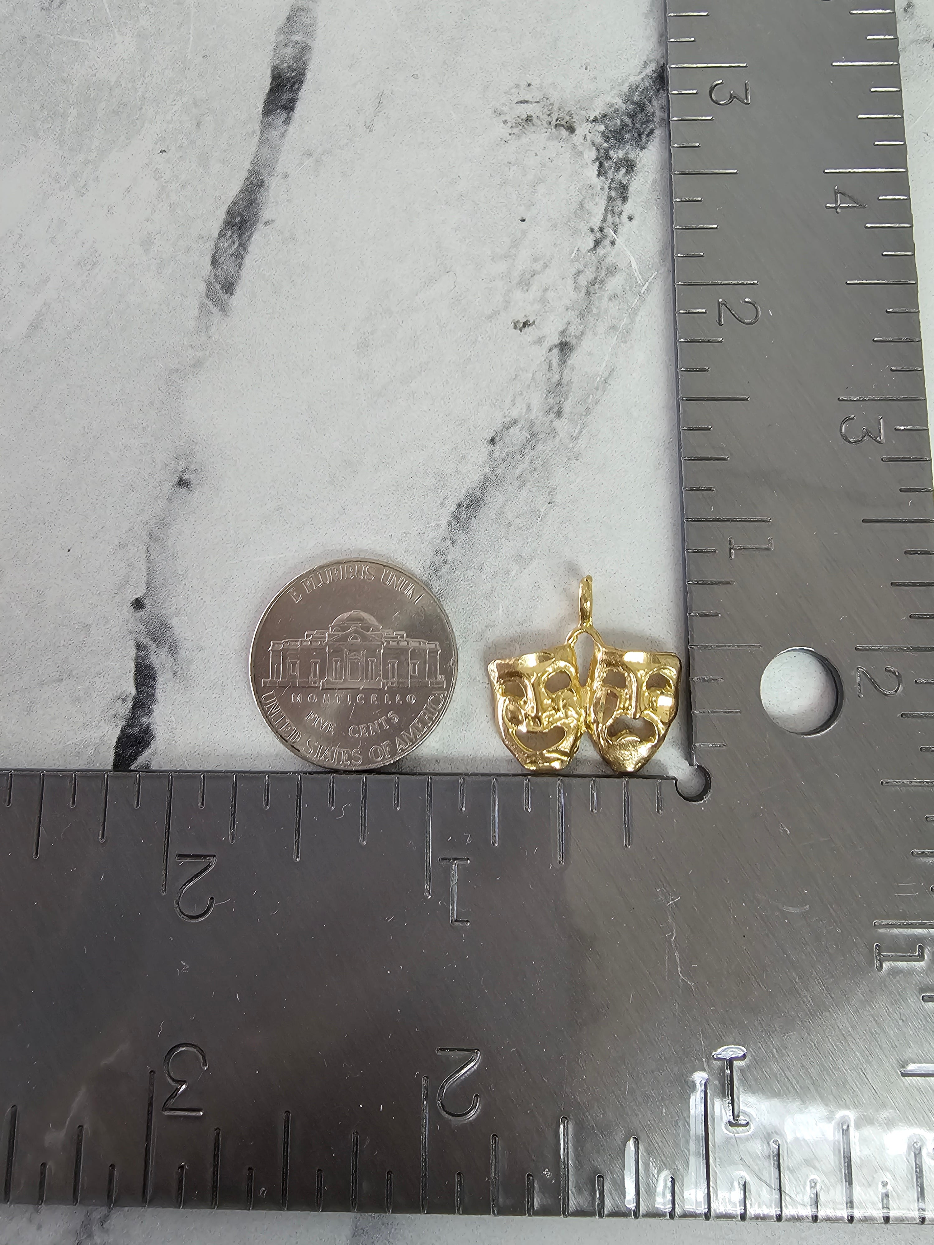 Double Theatre Mask Charm 10k Yellow Gold