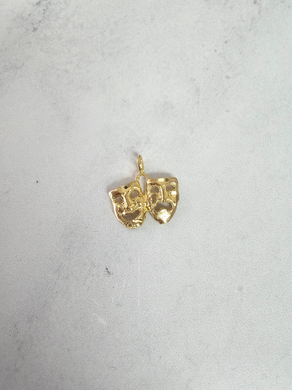 Double Theatre Mask Charm 10k Yellow Gold