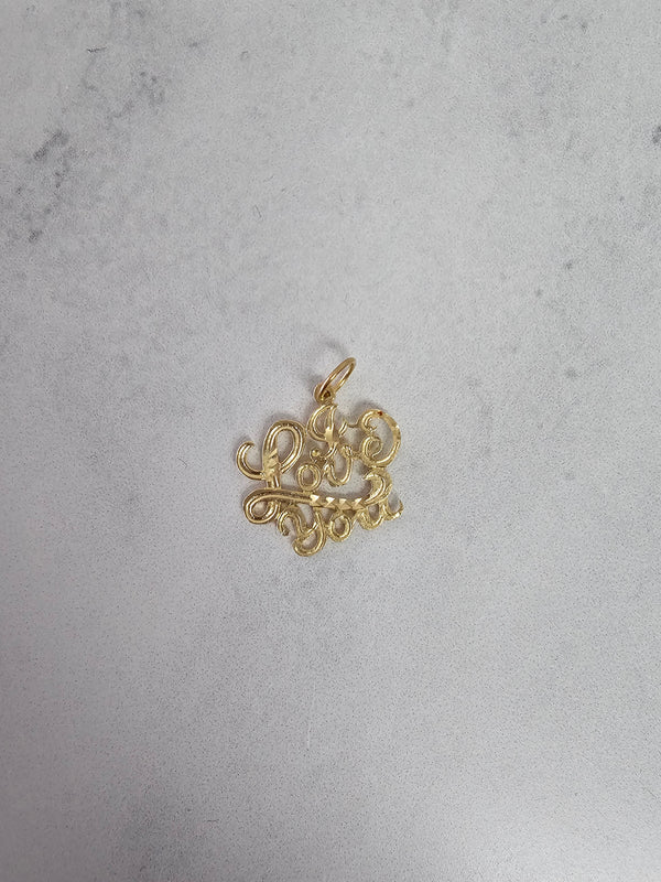 "I Love You" in Cursive 14k Yellow Gold