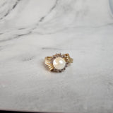 Freshwater Pearl Diamond Ring .50cttw 14K Yellow Gold