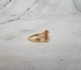 Pearl Diamond Halo Ring .25cttw 14K Yellow Gold