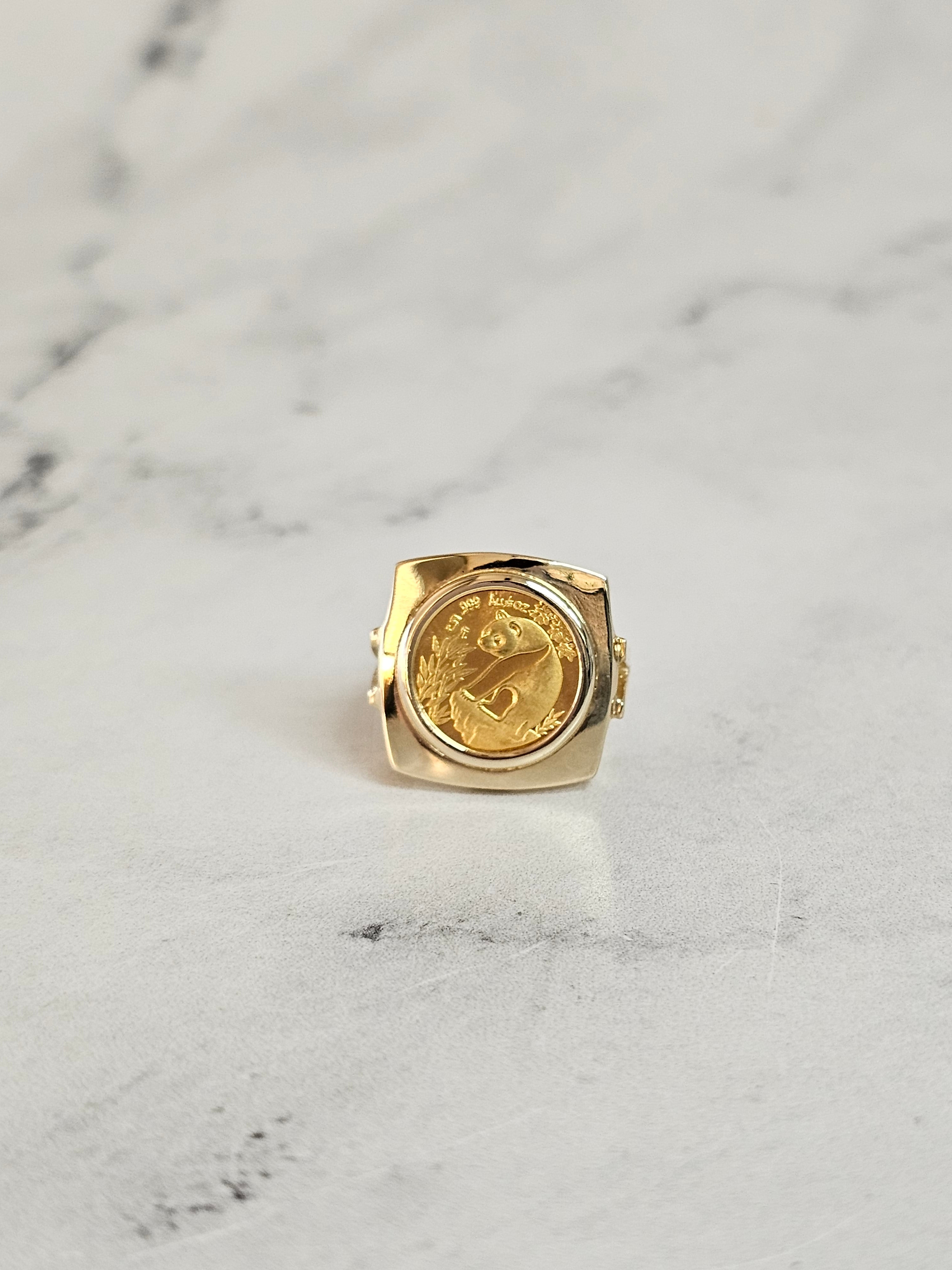 1993 1/20OZ Fine Gold Panda Ring with Polished Square Bezel