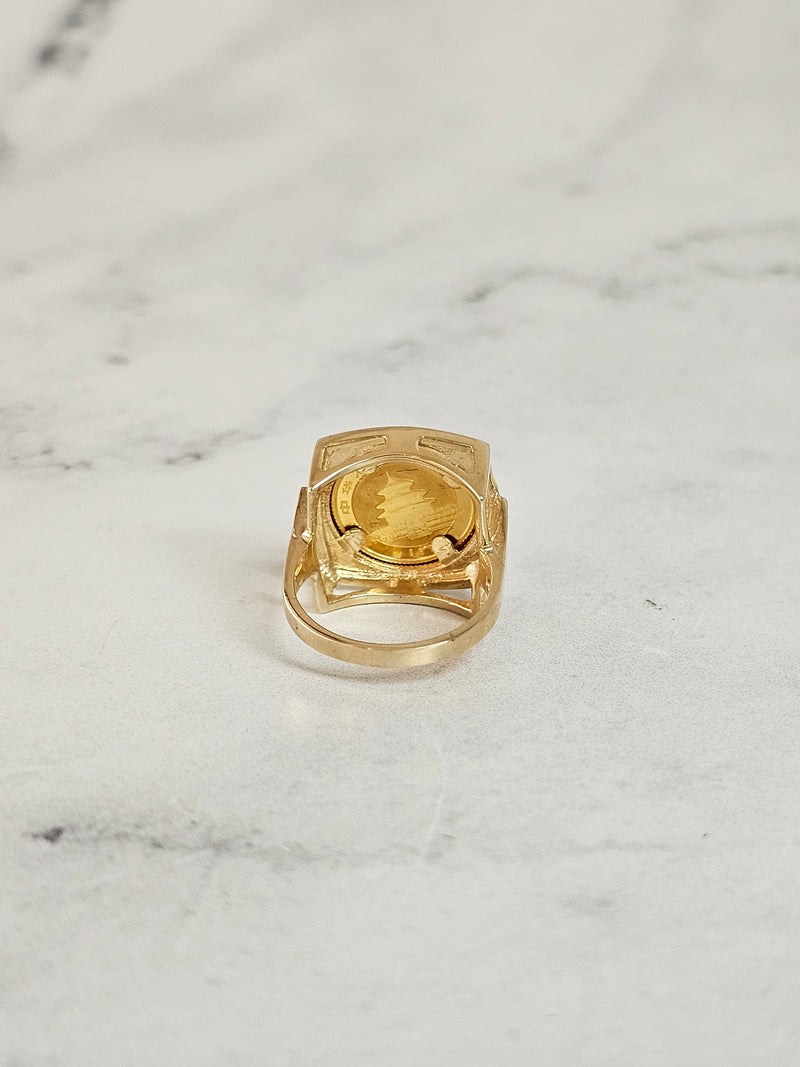 1993 1/20OZ Fine Gold Panda Ring with Polished Square Bezel