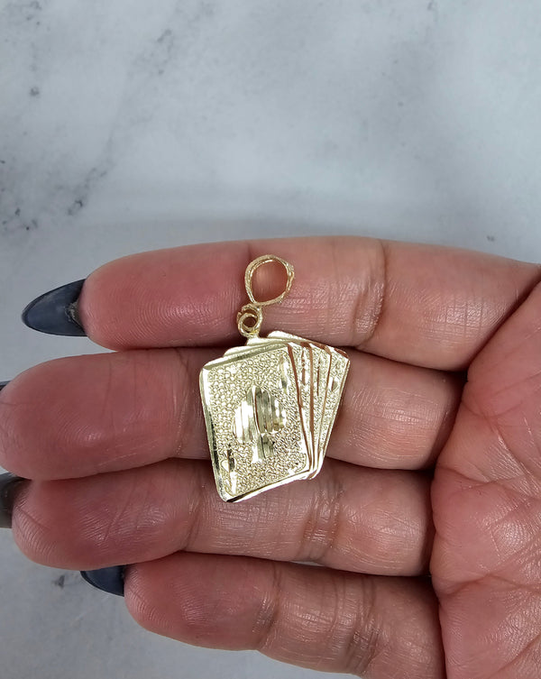 Four Aces with Diamond Cuts 10k Yellow Gold