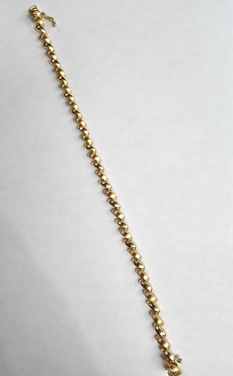 5MM San Marco Gold Link Chain Bracelet with Polished & Brushed Satin Finish