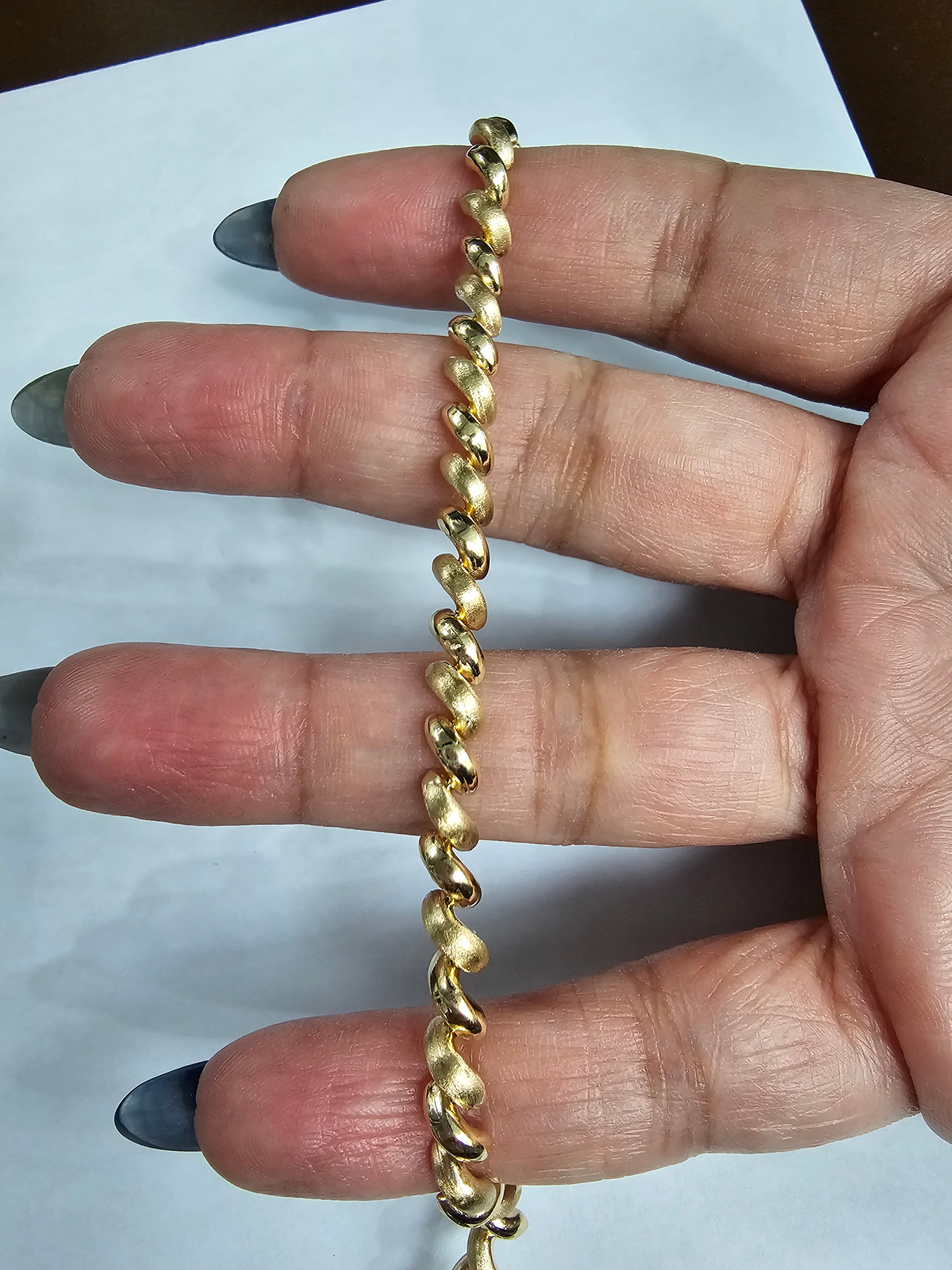 5MM San Marco Gold Link Chain Bracelet with Polished & Brushed Satin Finish