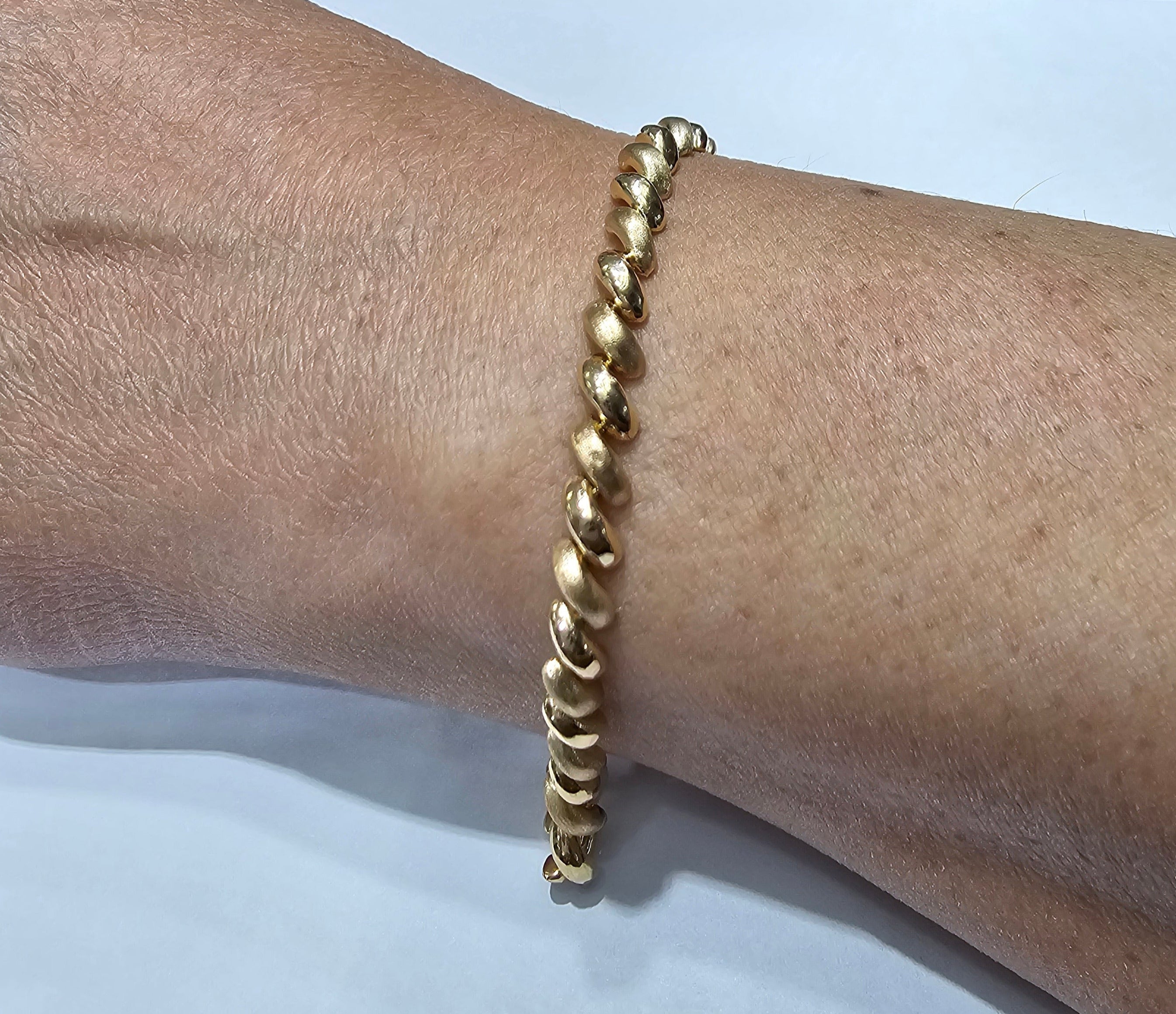 5MM San Marco Gold Link Chain Bracelet with Polished & Brushed Satin Finish