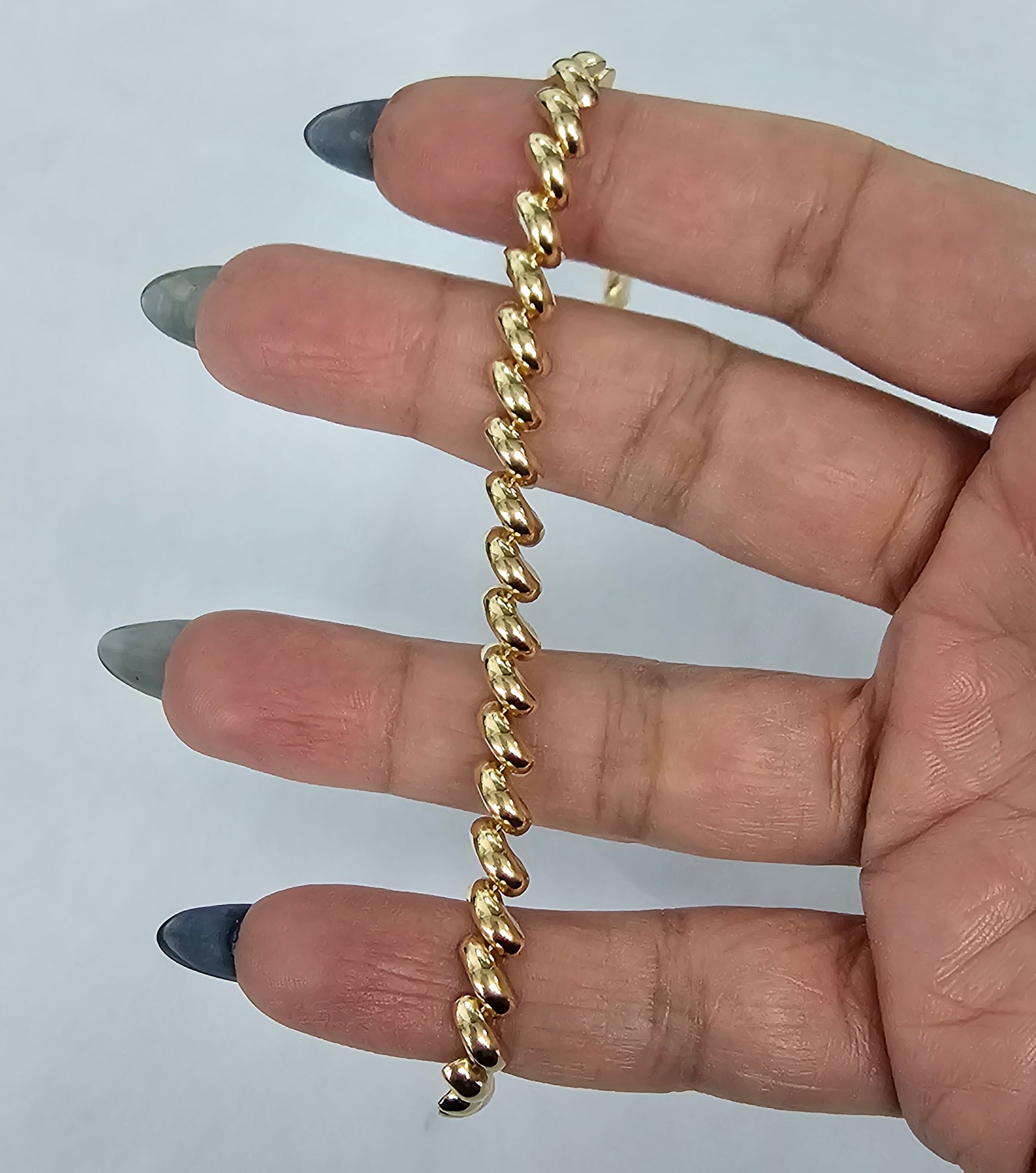 5MM Polished San Marco Gold Link Chain Bracelet 14k Yellow Gold