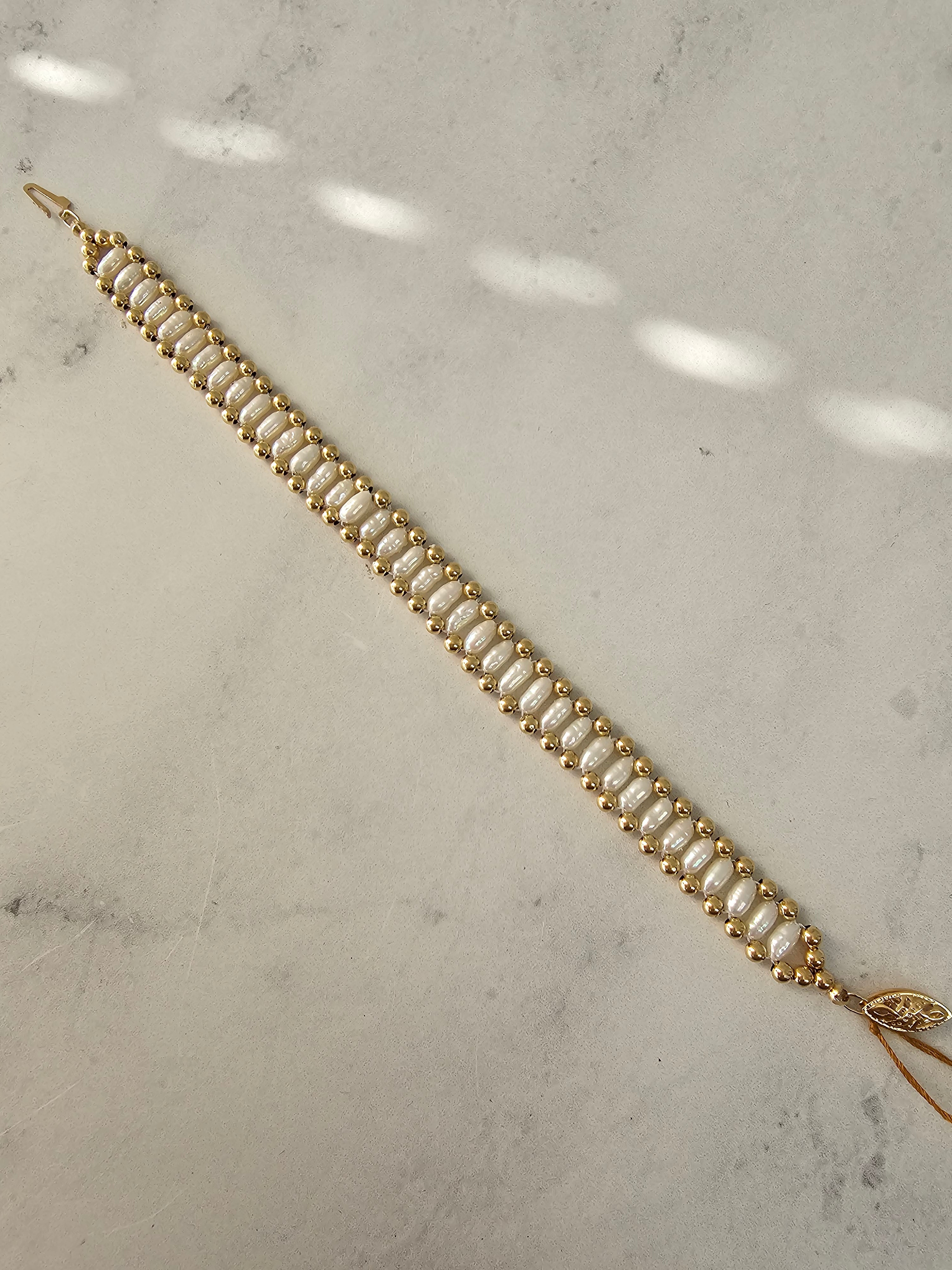 Vintage Rice Pearl Bracelet 14k Yellow Gold