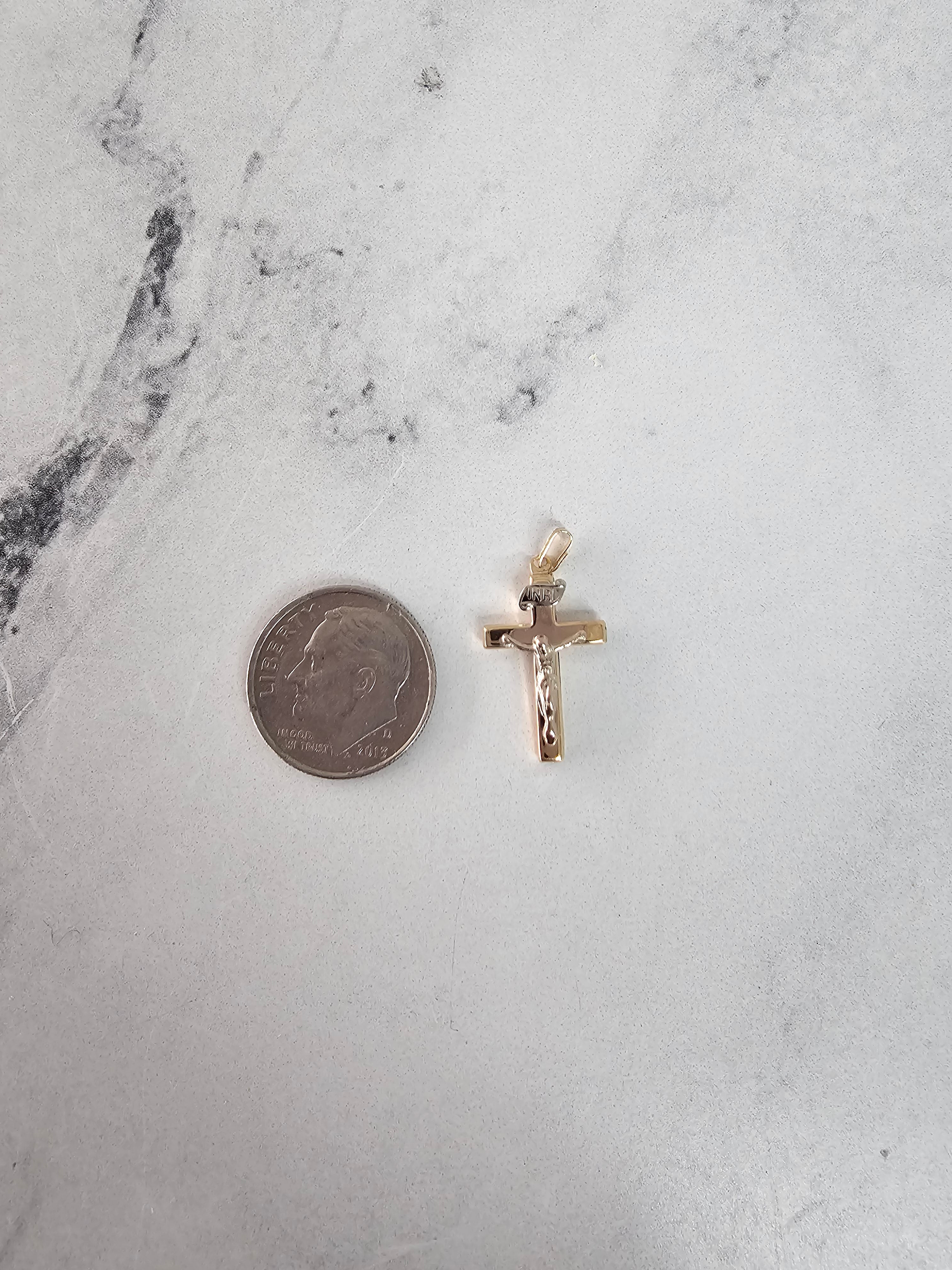 Small Multi-Toned Gold Crucifix 14k Two-Toned Gold