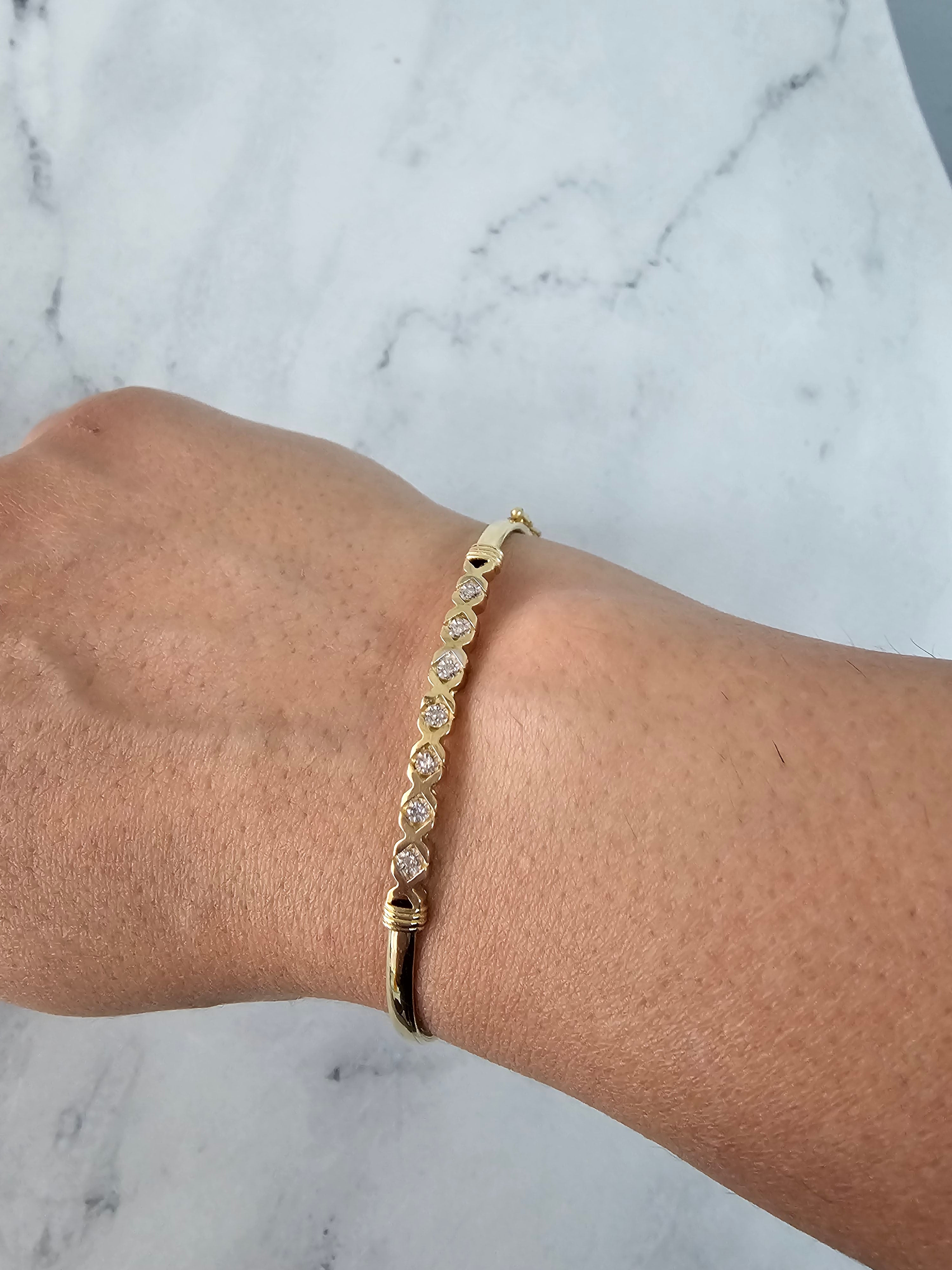 XOXOX Diamond Bangle 14k Yellow Gold