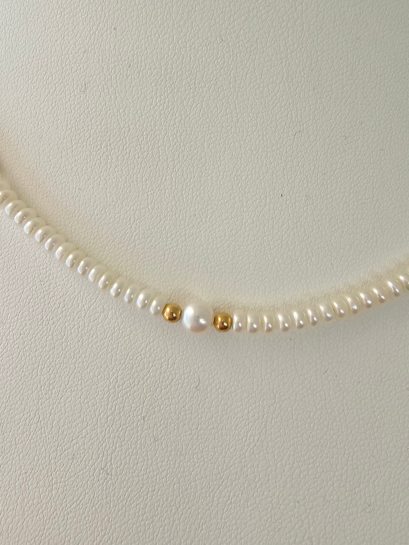Button Shaped Freshwater Pearl 16" Necklace