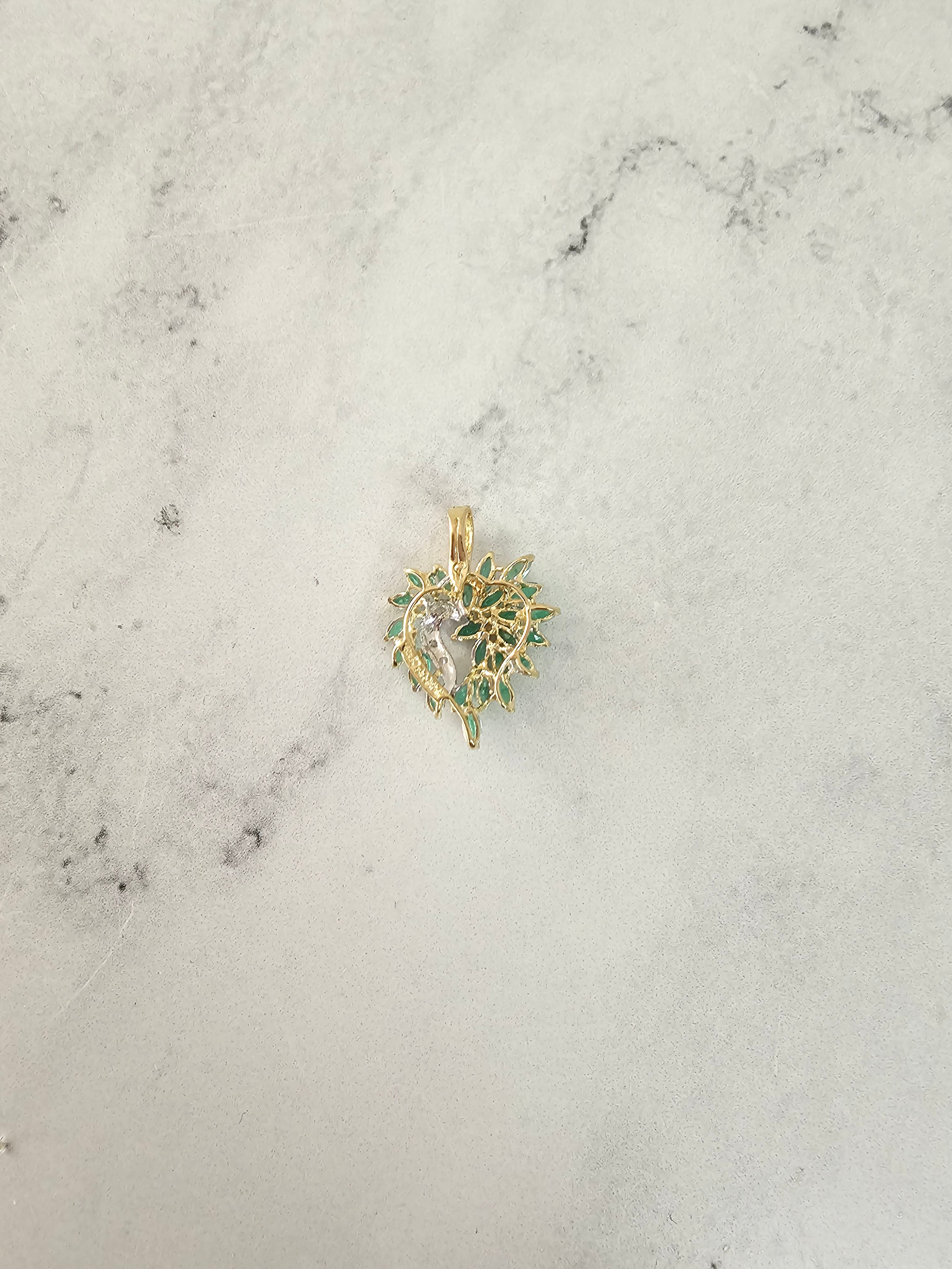 Marquise Emerald Cluster Necklace 14k Yellow Gold