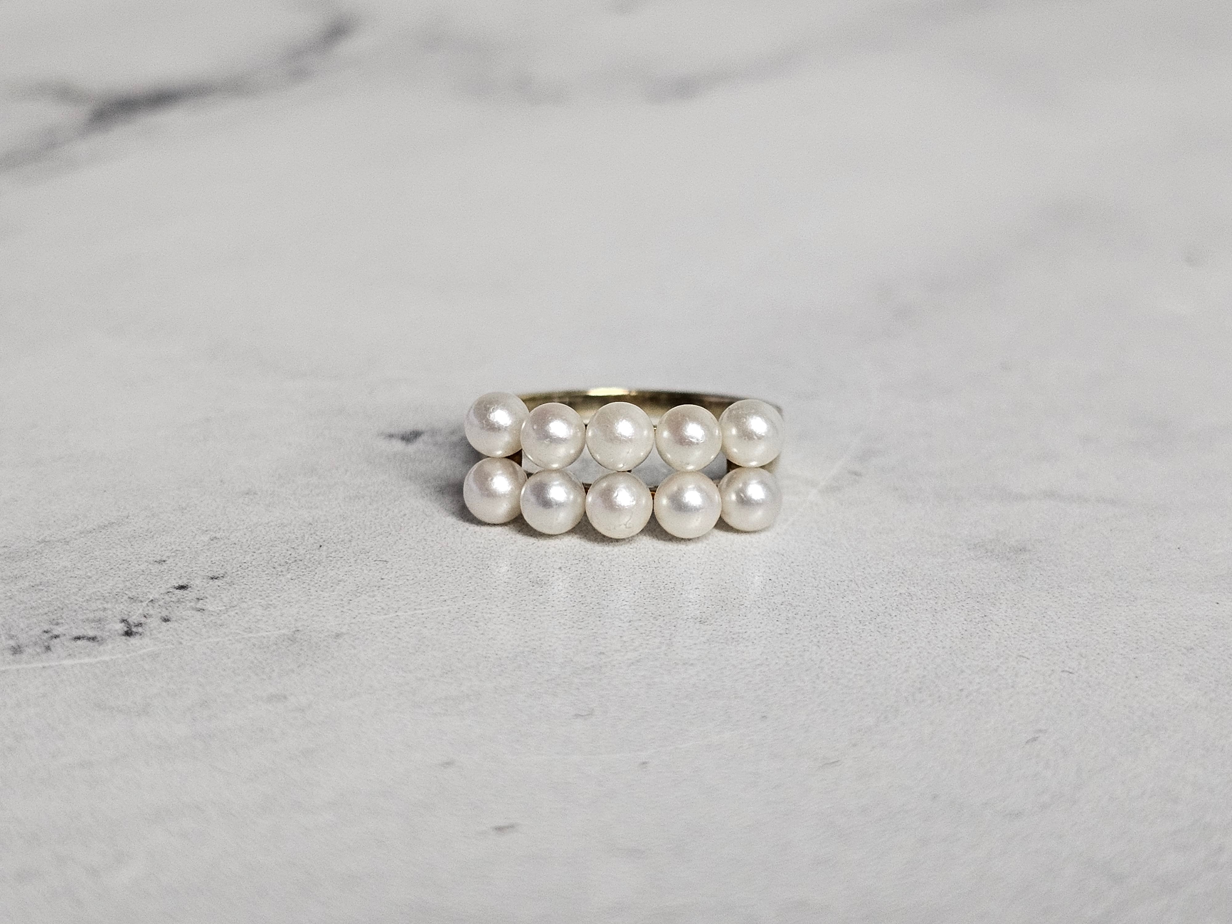 Freshwater Pearl Cluster Ring 14k Yellow Gold